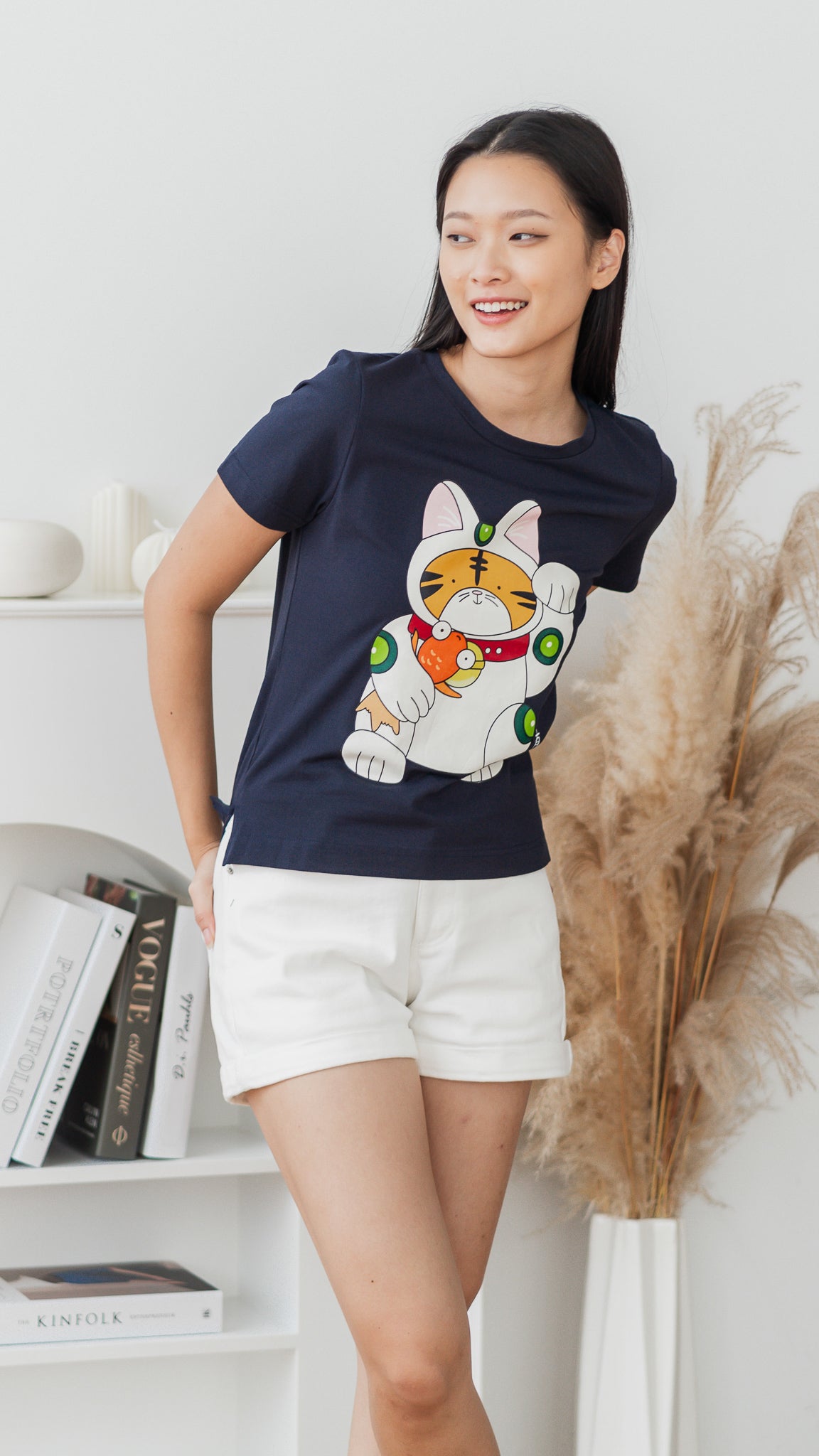 Fortune Tiger Women's Tee in Dark Blue [ONLINE ONLY]