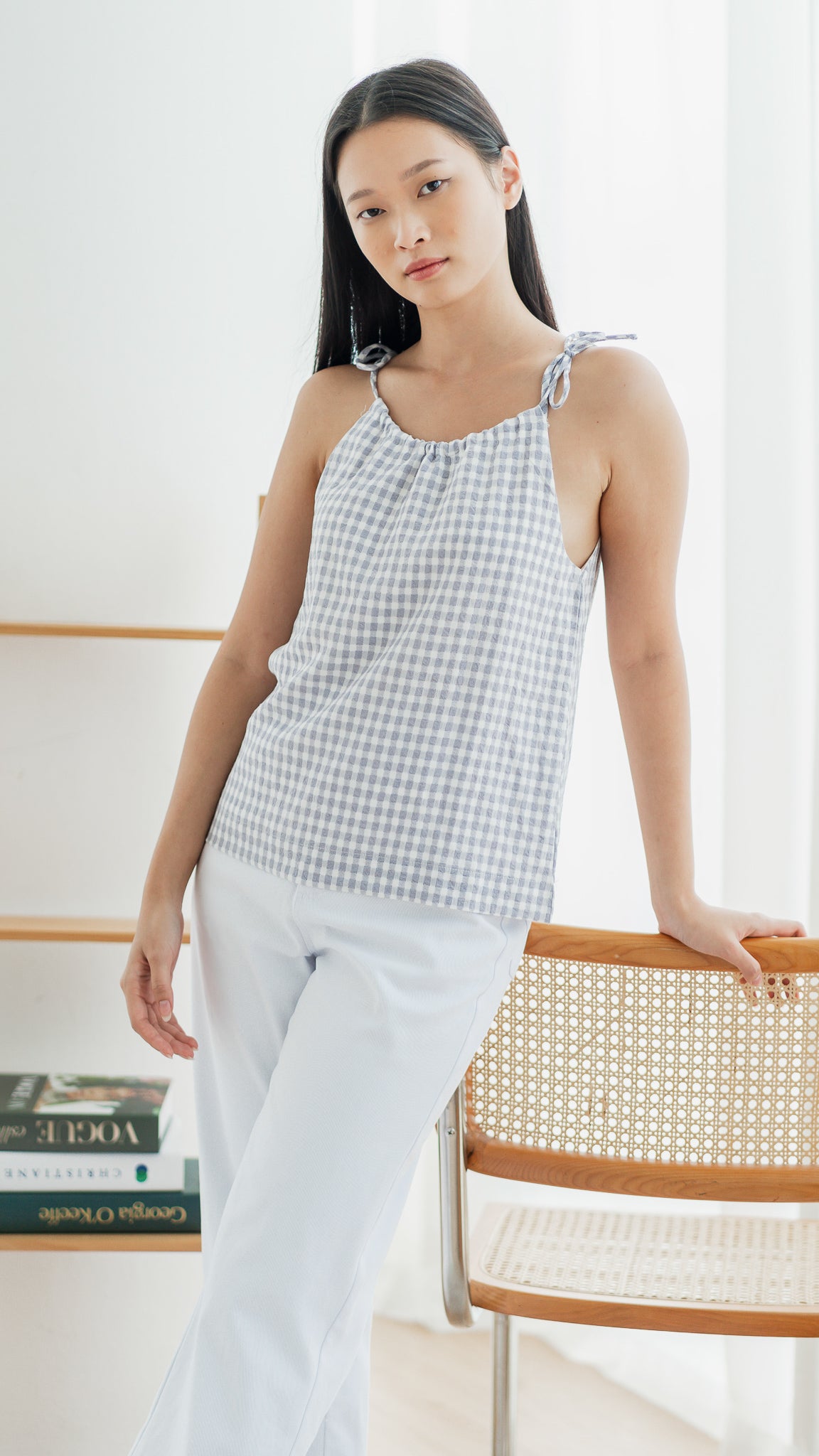 Natalia Halter Gingham Blouse in Lilac [ONLINE ONLY]