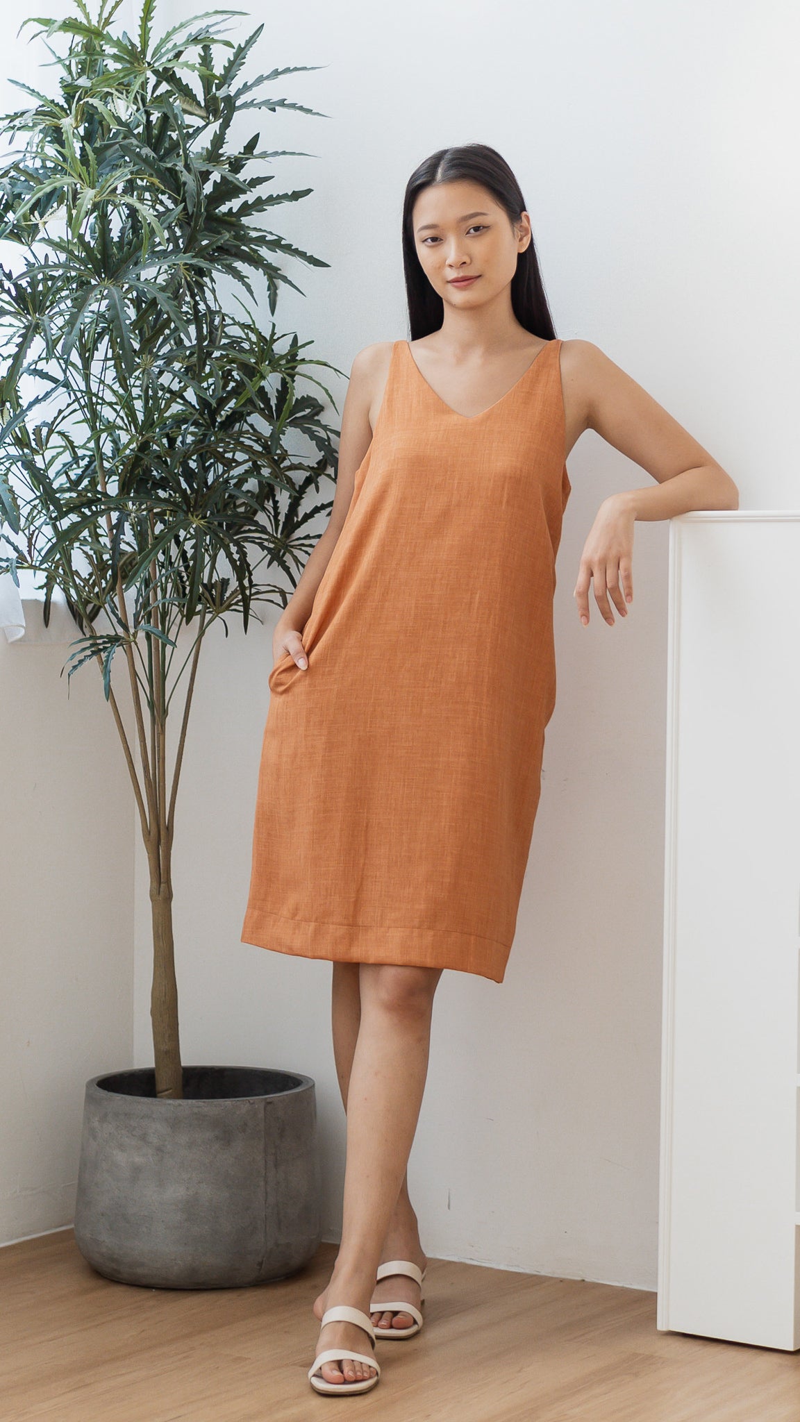 Mica Double Strap Cami Dress in Orange [ONLINE ONLY]
