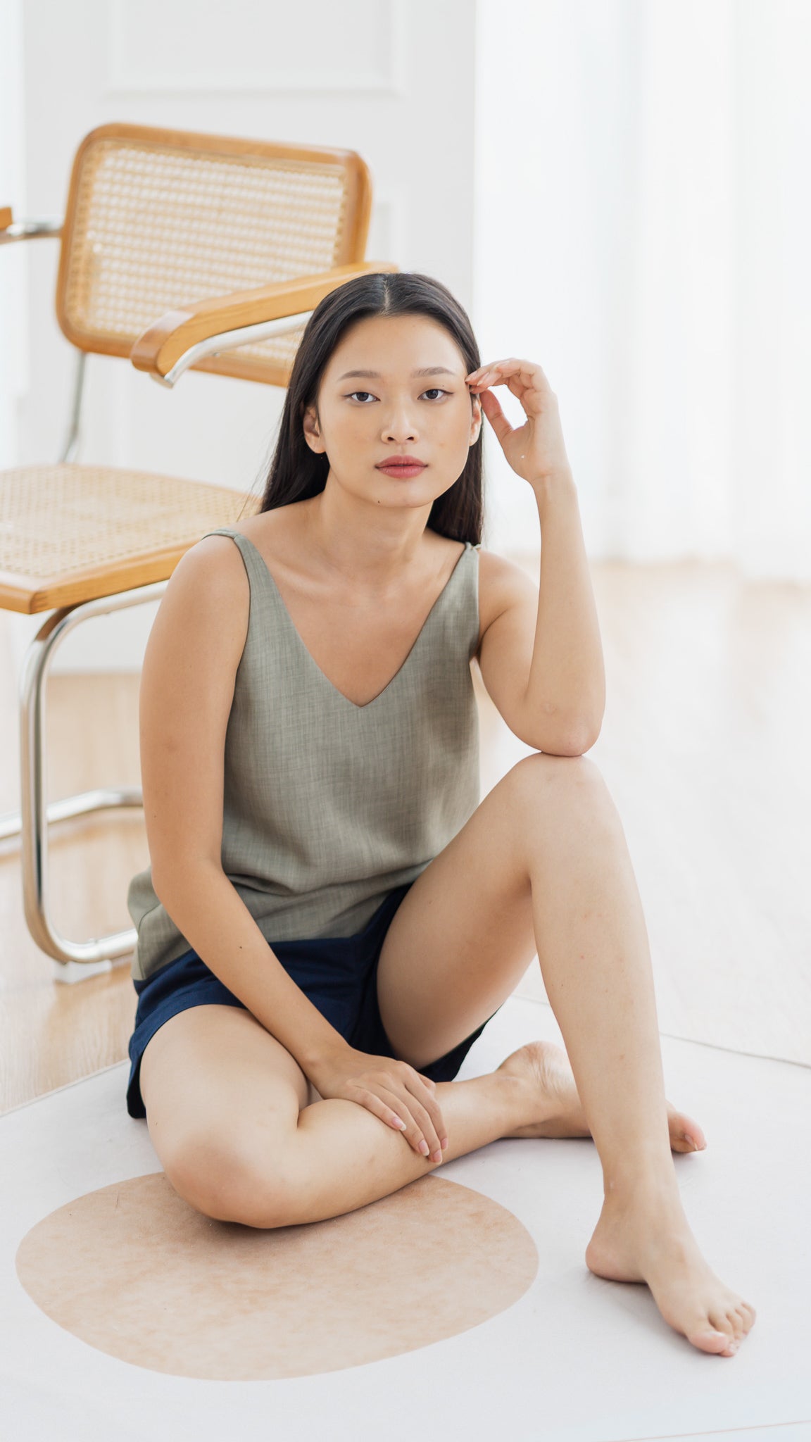 Mica Double Strap Camisole in Green [ONLINE ONLY]