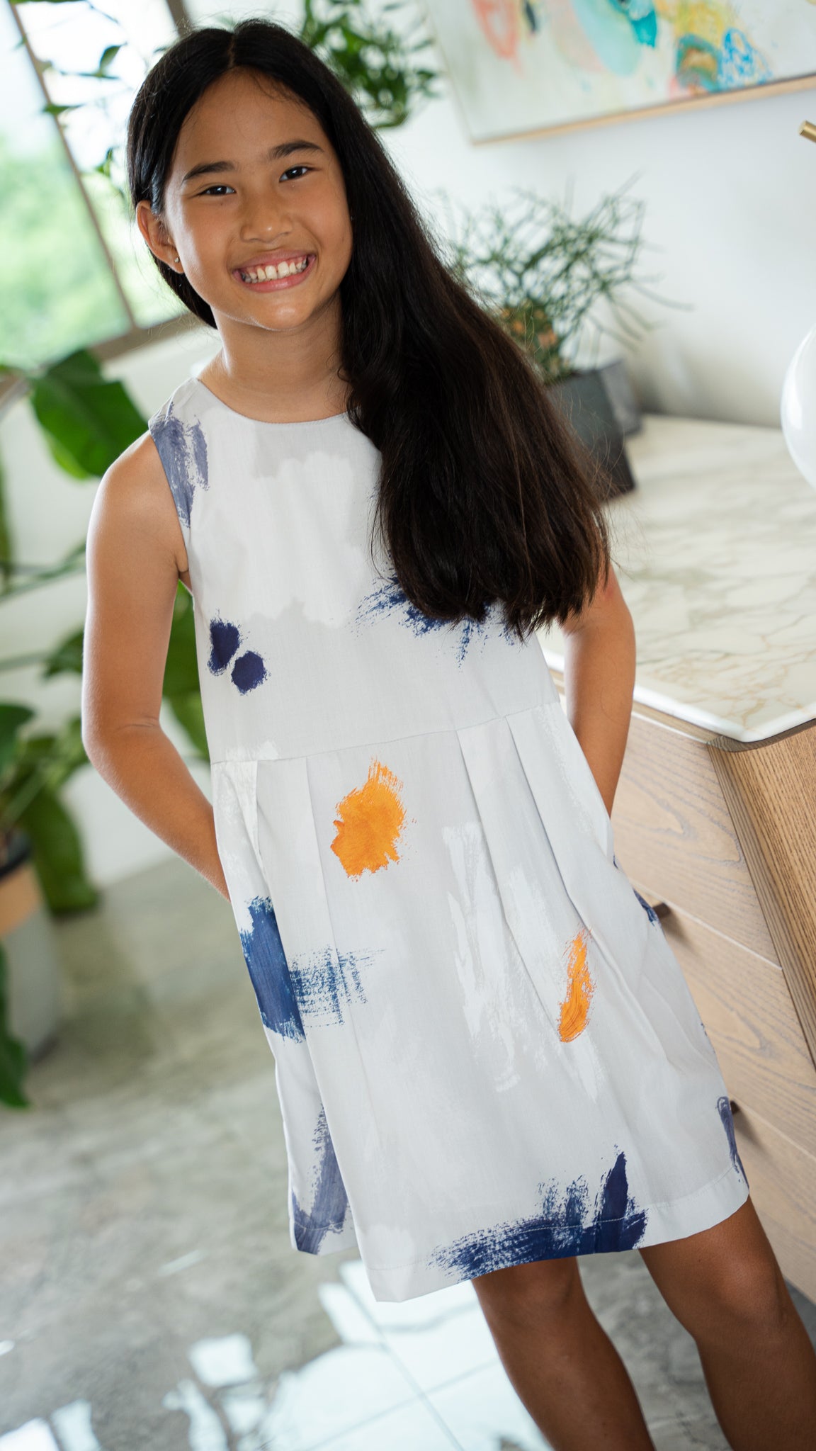 If I Were A Painter Kids' Dress in Stone