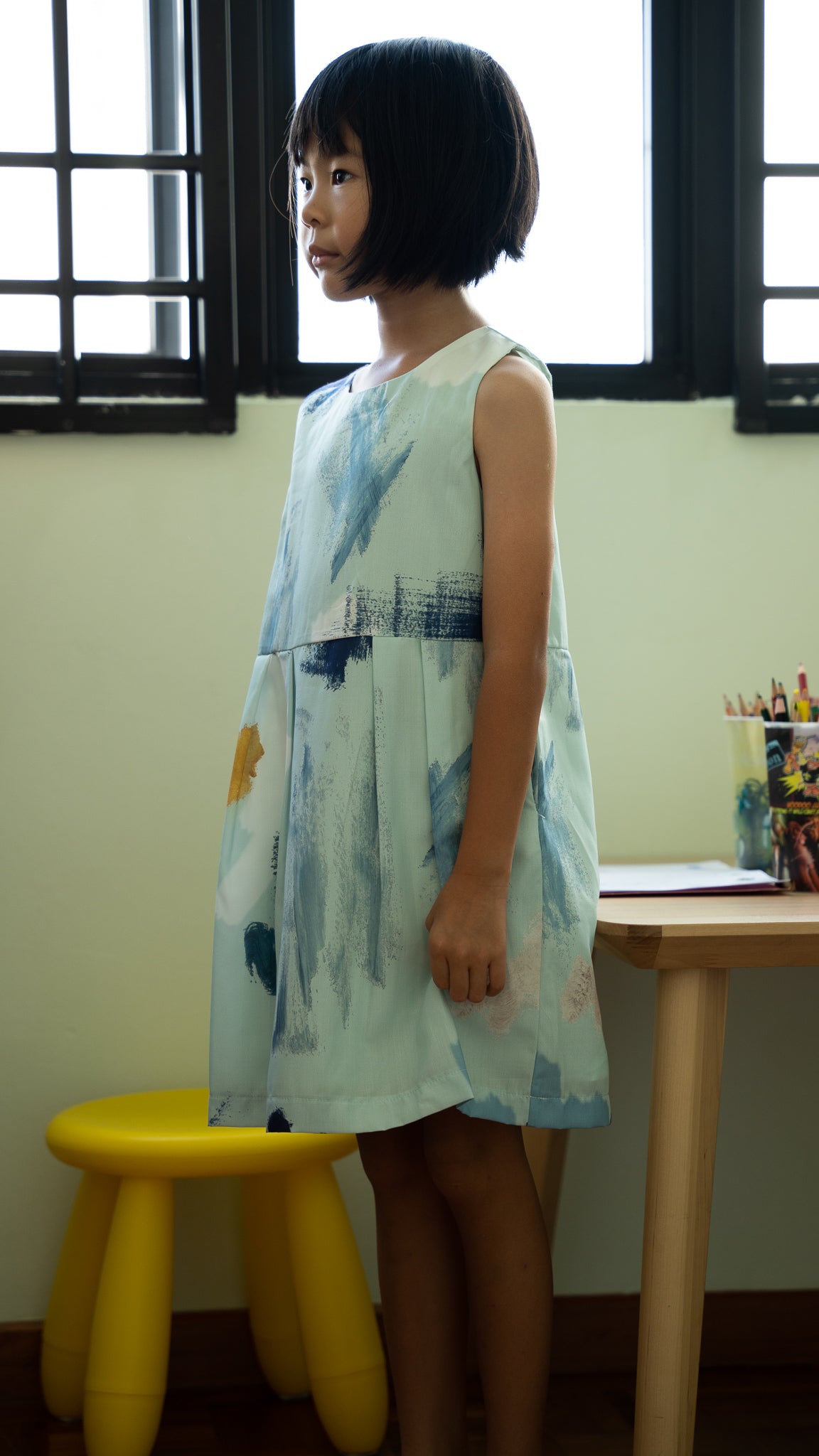 If I Were A Painter Kids' Dress in Aqua