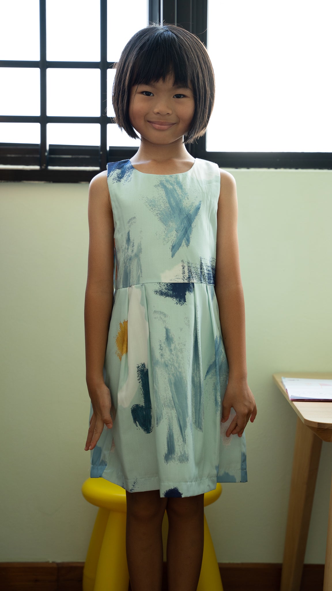 If I Were A Painter Kids' Dress in Aqua