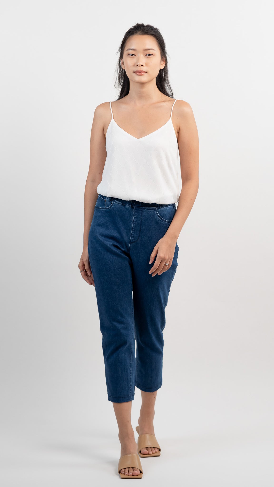 Cora Textured Two-way Camisole in White  [ONLINE ONLY]