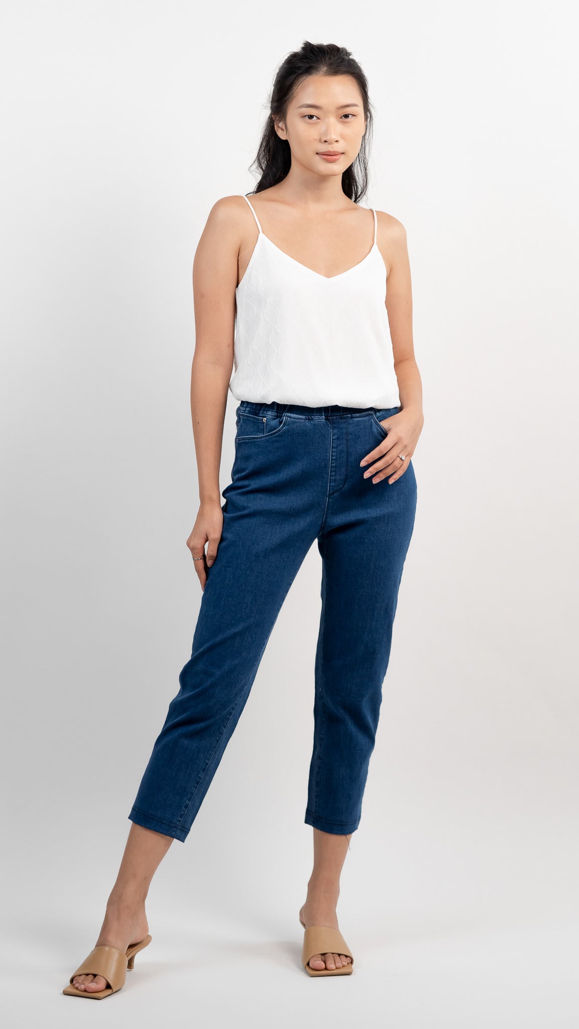 Cora Textured Two-way Camisole in White  [ONLINE ONLY]