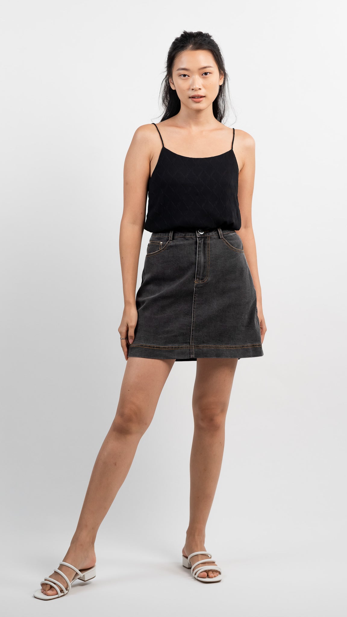 Cora Textured Two-way Camisole in Black  [ONLINE ONLY]