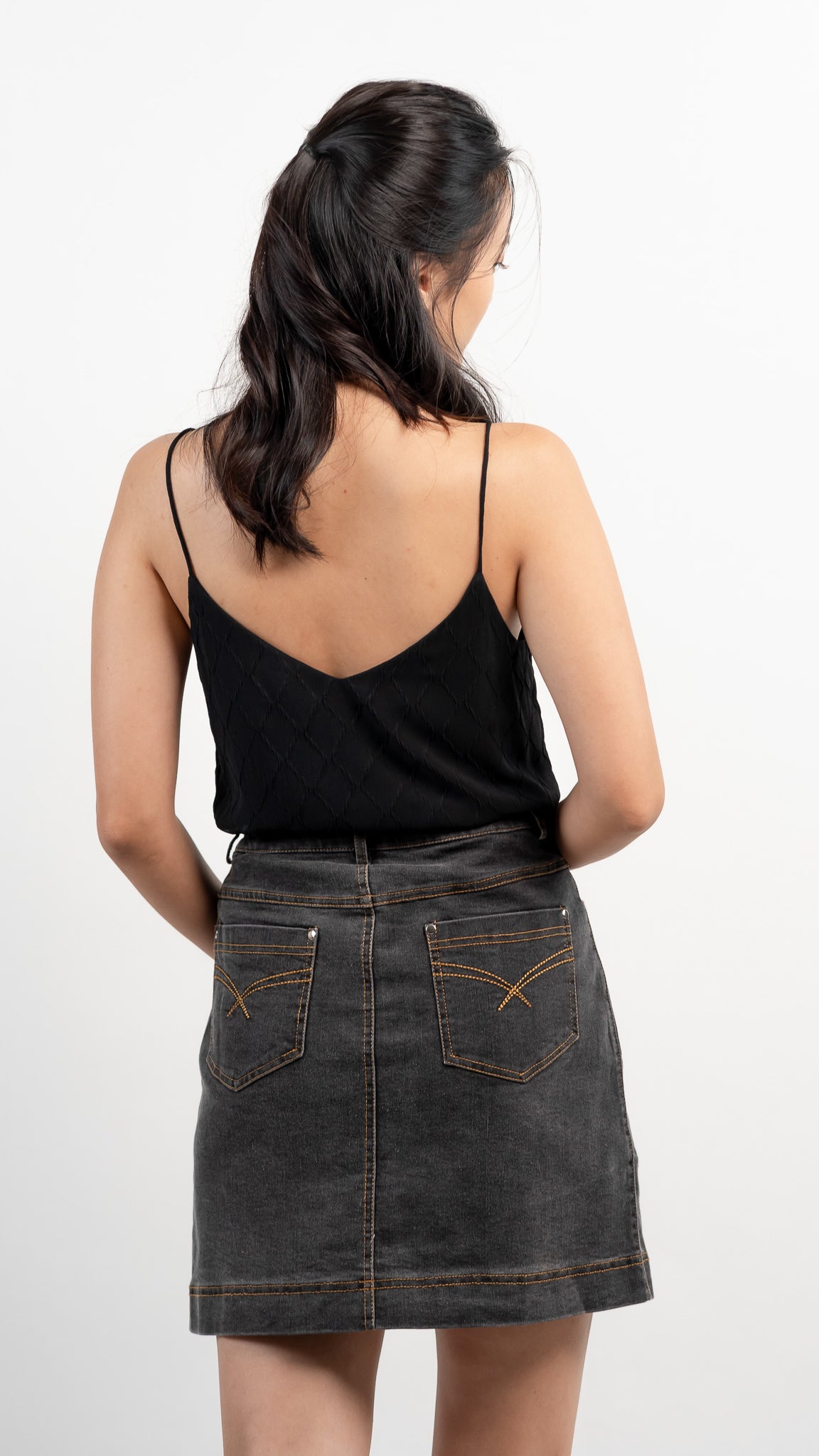 Cora Textured Two-way Camisole in Black  [ONLINE ONLY]