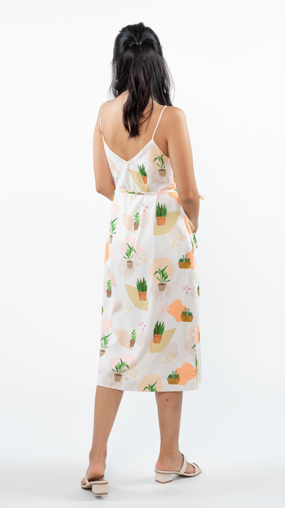 House Plants Two-way Midi Dress in White  [ONLINE ONLY]