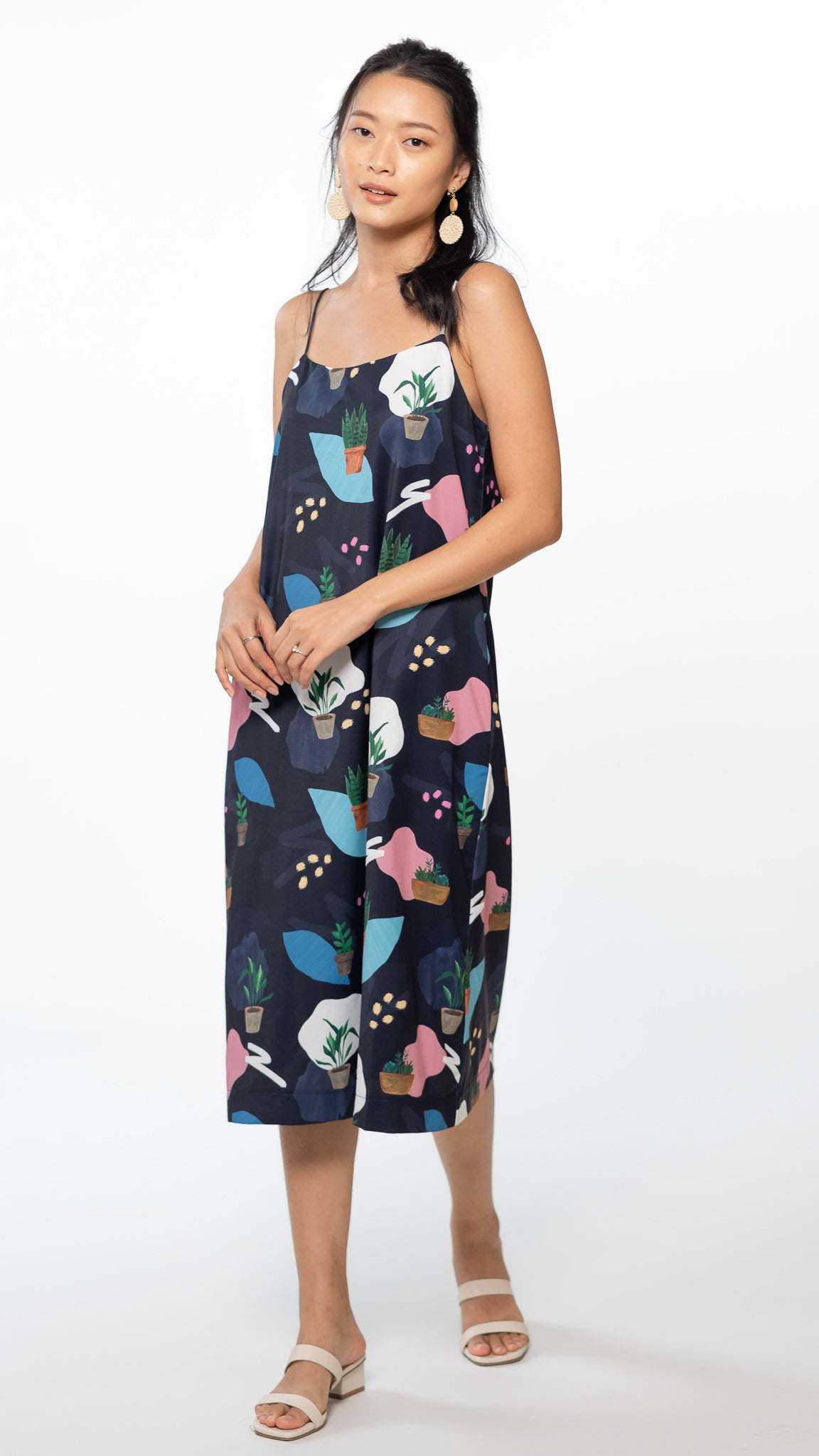 House Plants Two-way Midi Dress in Blue [ONLINE ONLY]