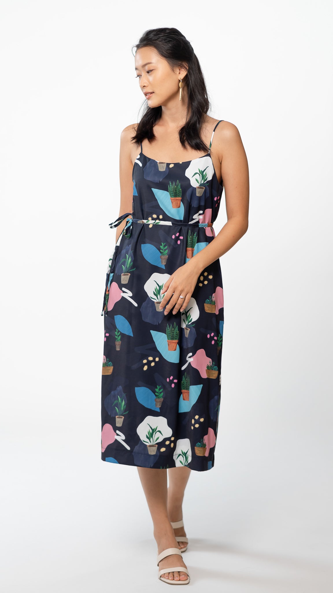 House Plants Two-way Midi Dress in Blue [ONLINE ONLY]