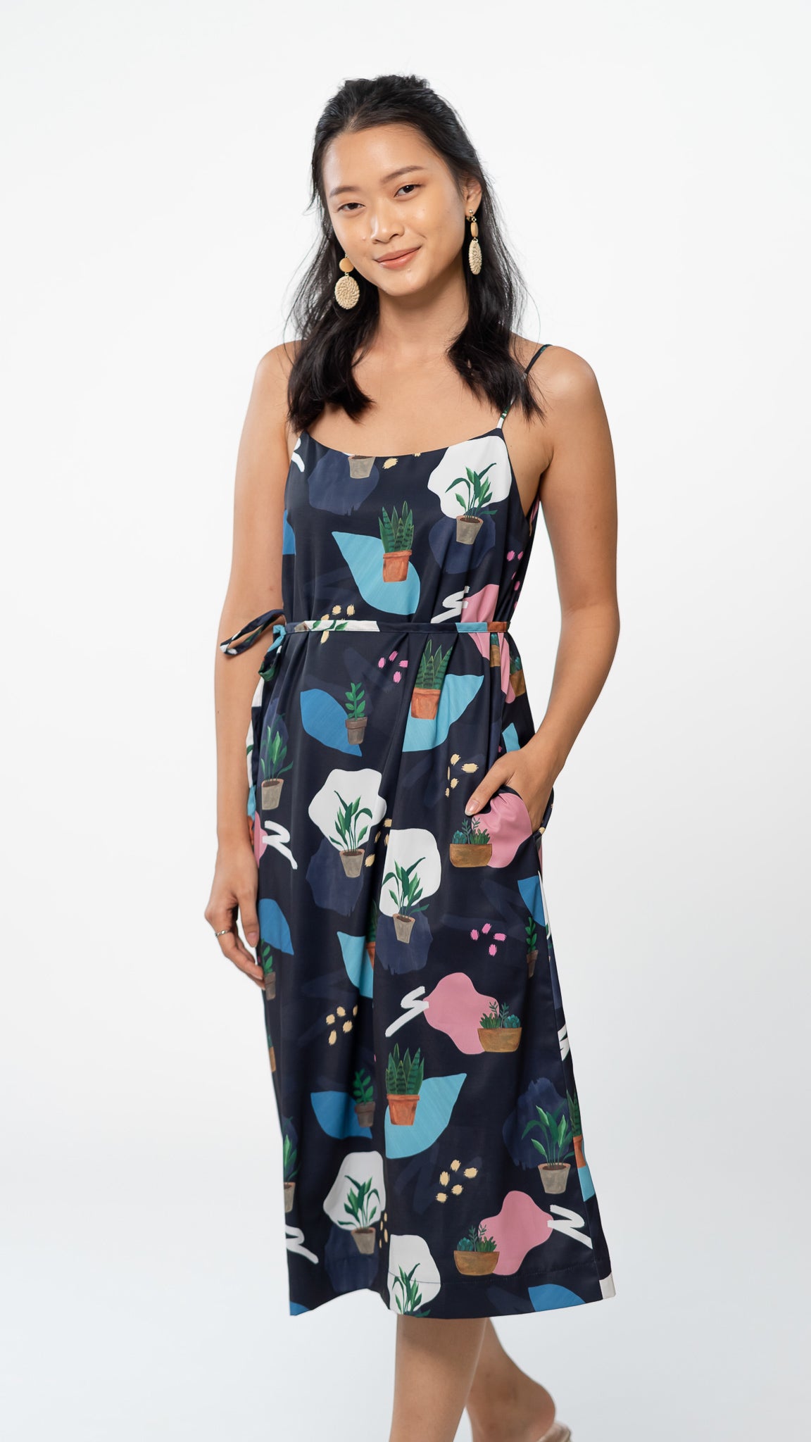 House Plants Two-way Midi Dress in Blue [ONLINE ONLY]