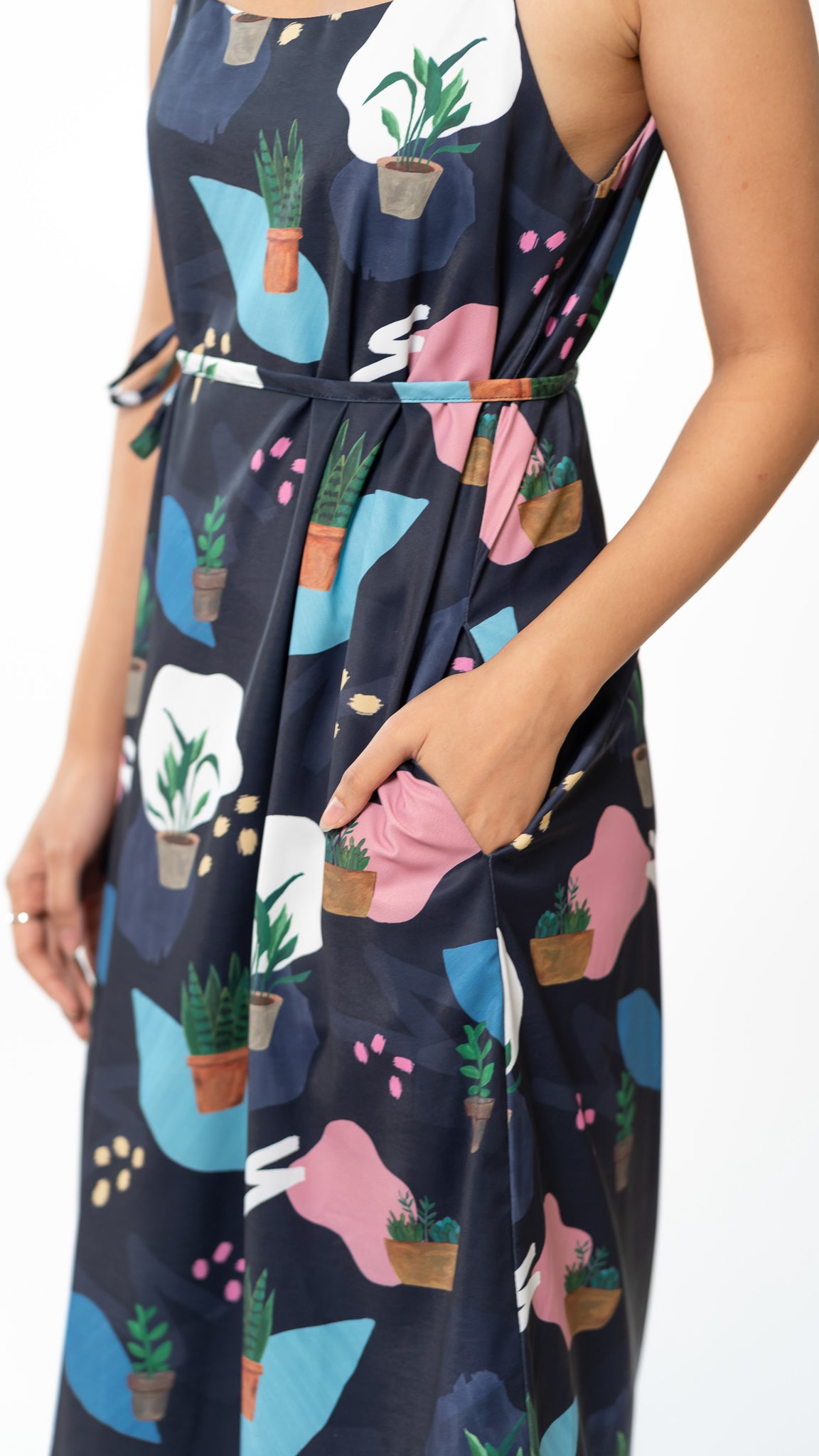 House Plants Two-way Midi Dress in Blue [ONLINE ONLY]