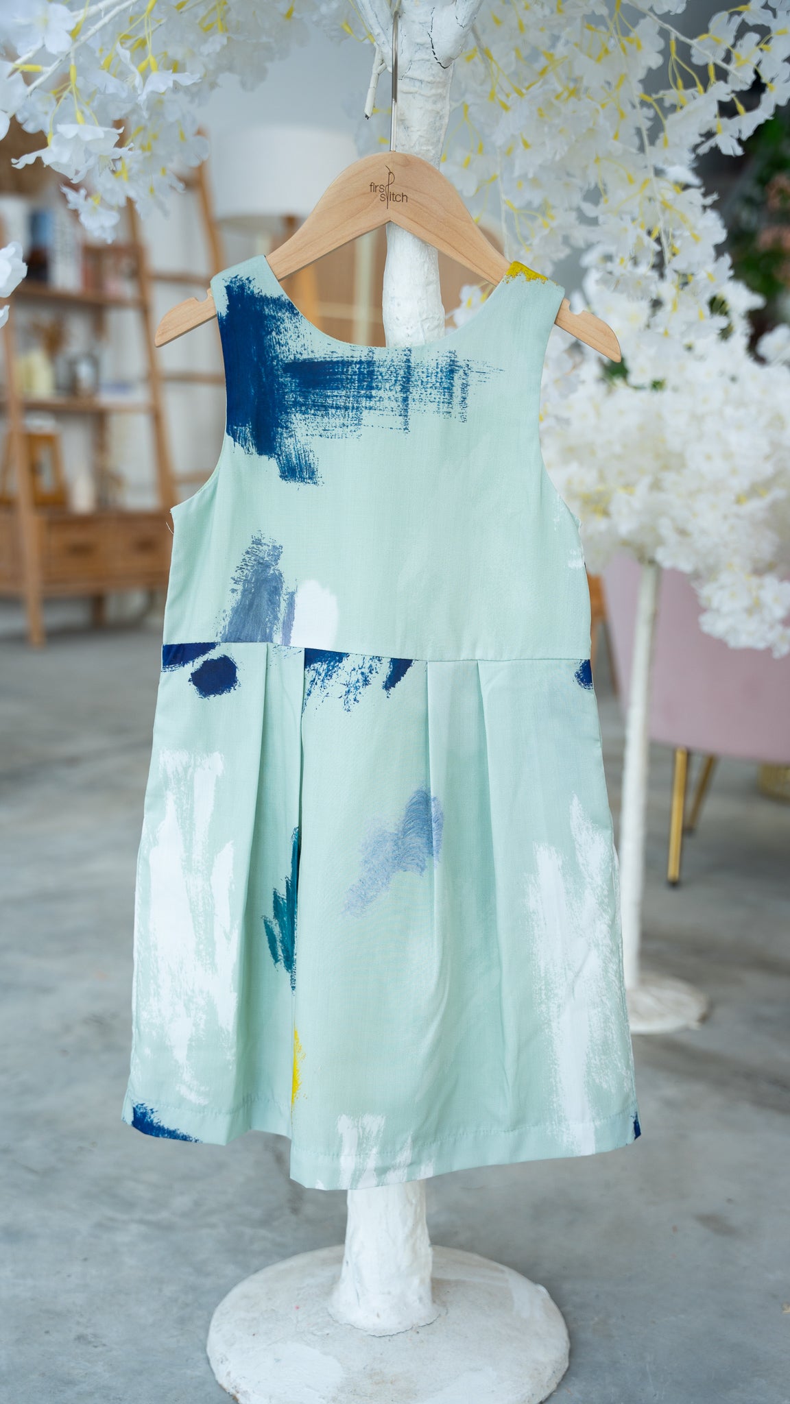 If I Were A Painter Kids' Dress in Sage