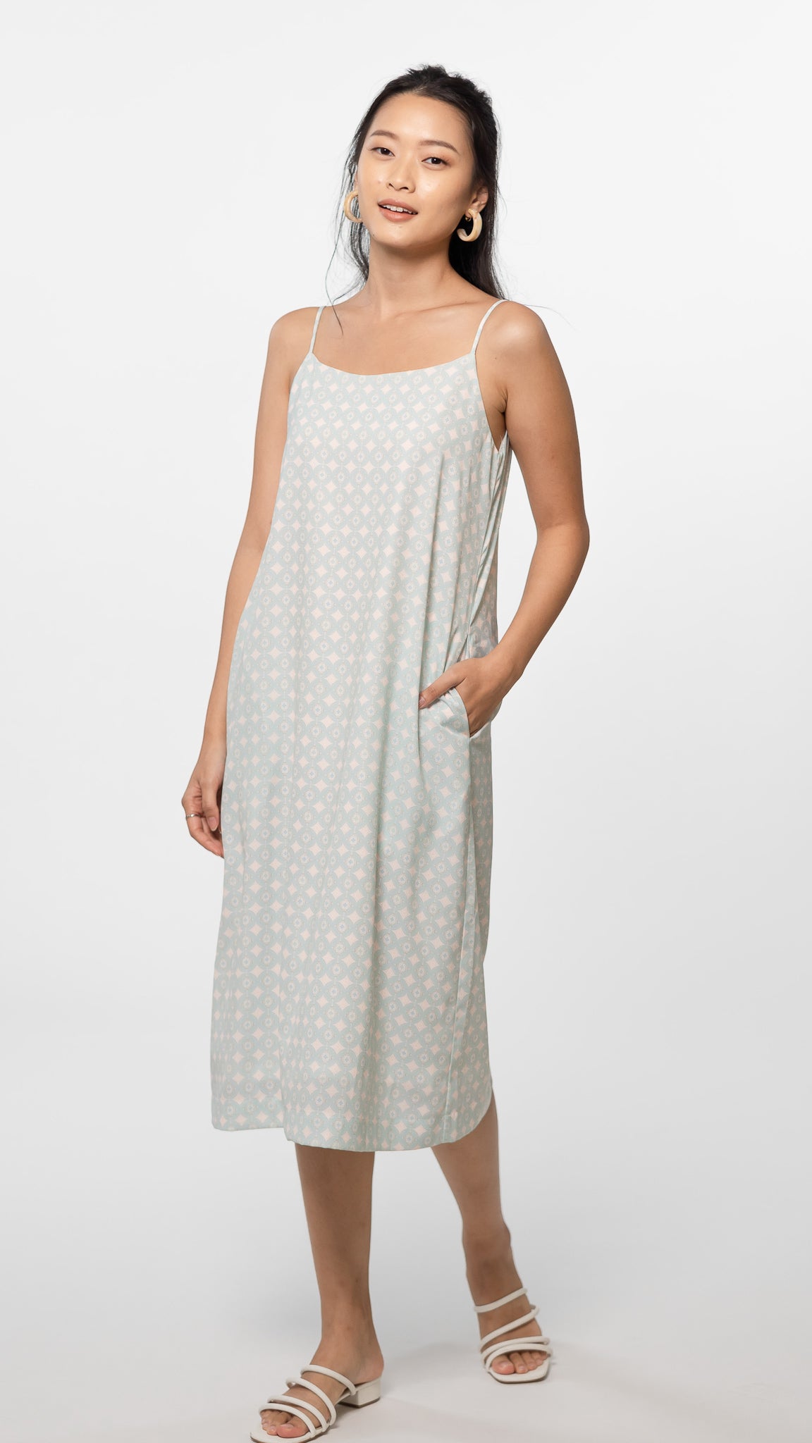 Batik Inspired Midi Dress in Light Blue [ONLINE ONLY]