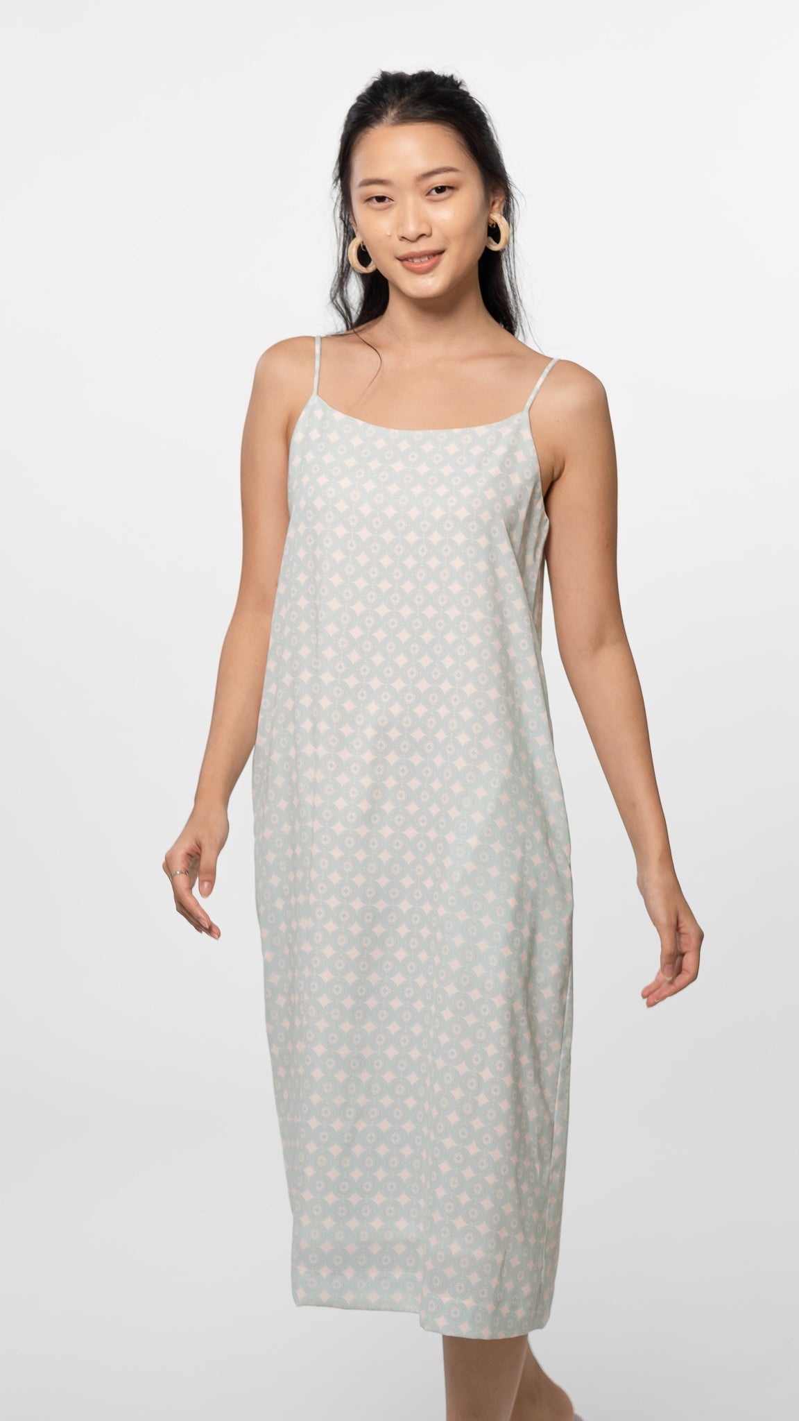 Batik Inspired Midi Dress in Light Blue [ONLINE ONLY]