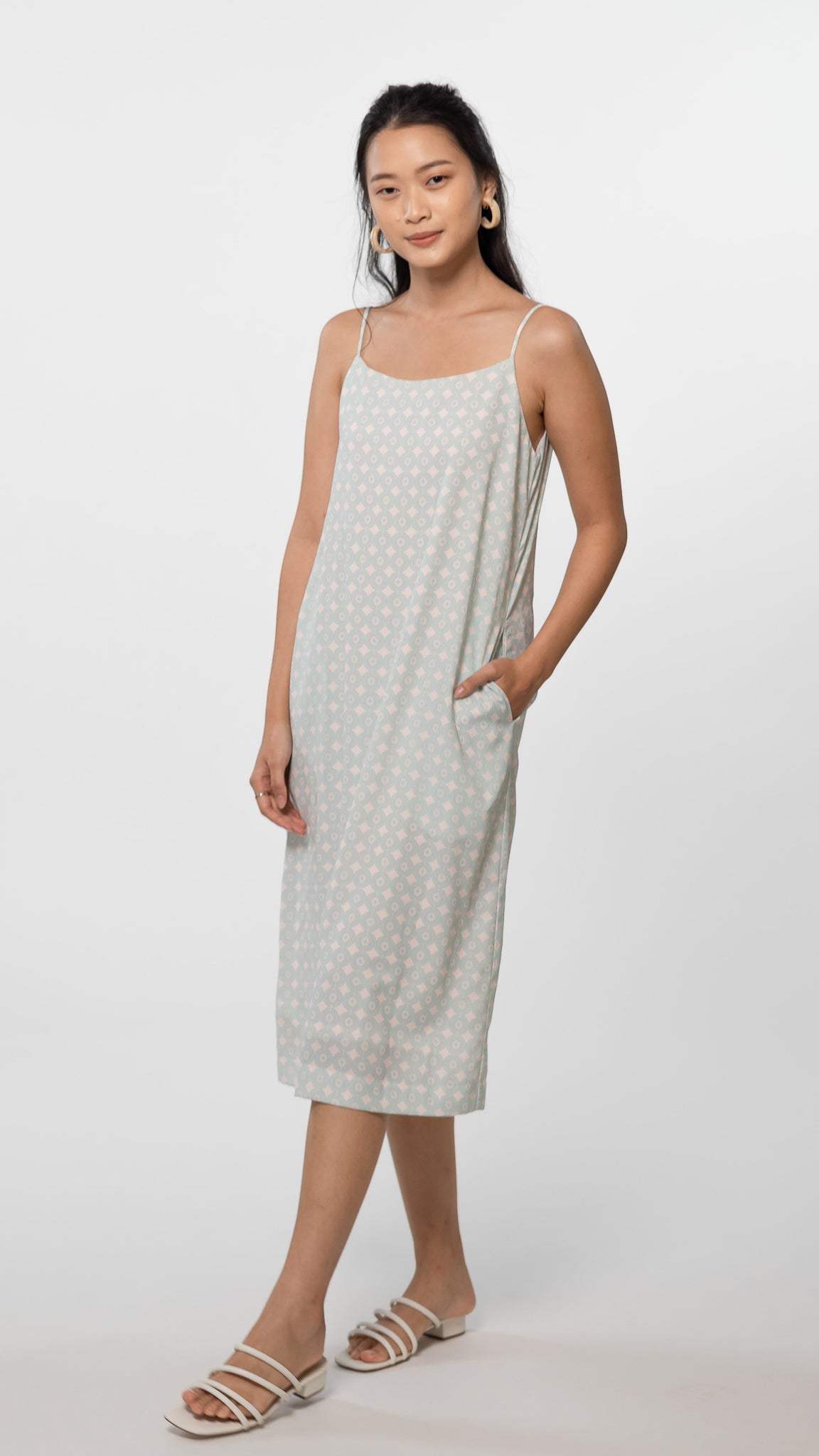 Batik Inspired Midi Dress in Light Blue [ONLINE ONLY]