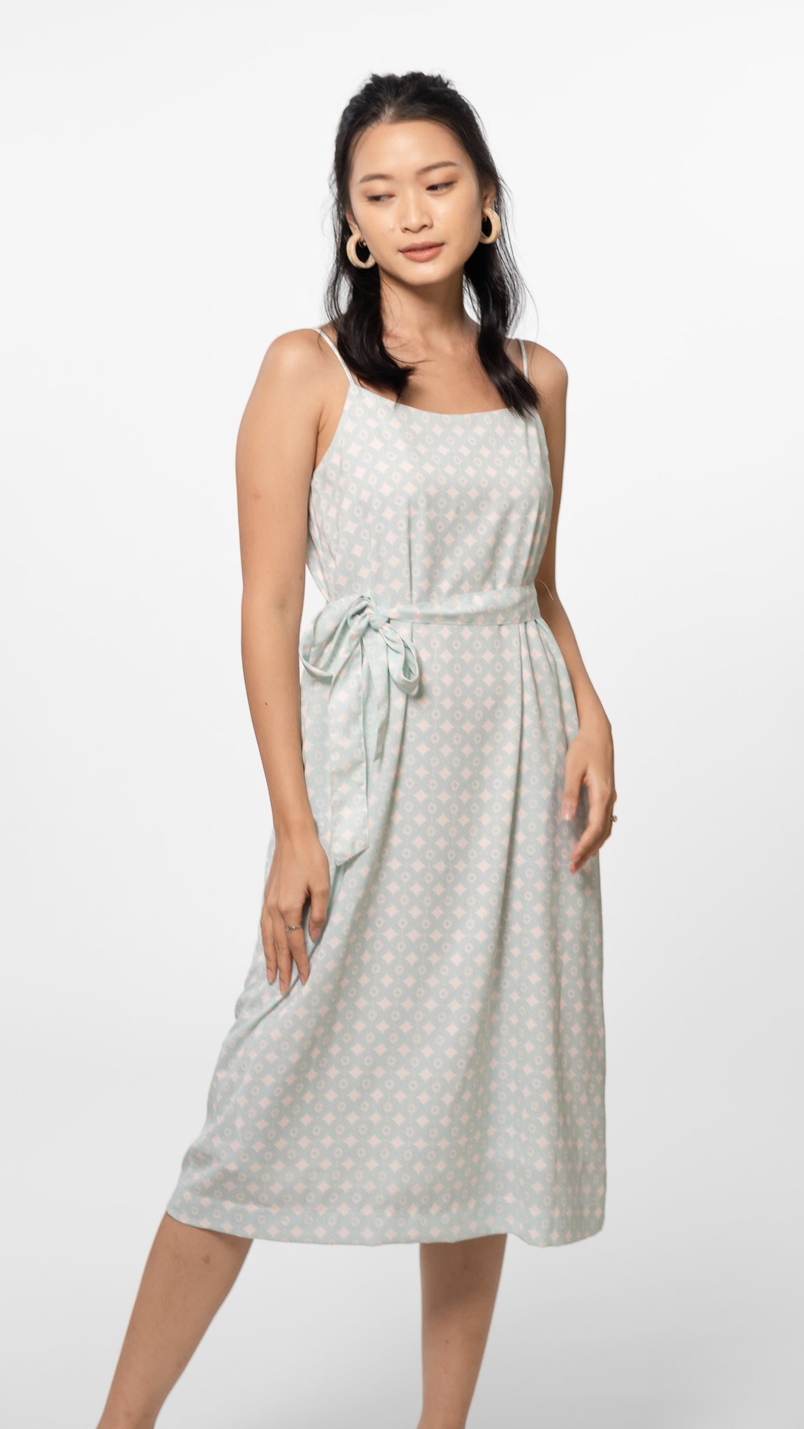 Batik Inspired Midi Dress in Light Blue [ONLINE ONLY]
