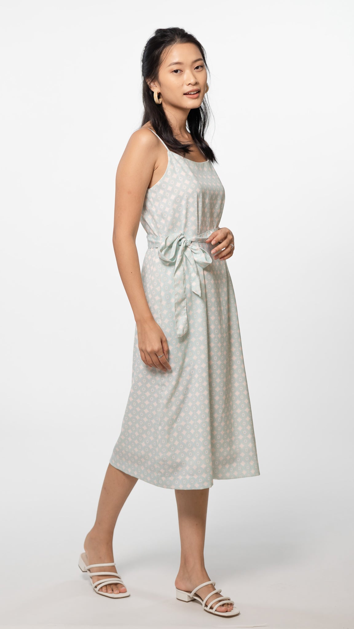Batik Inspired Midi Dress in Light Blue [ONLINE ONLY]