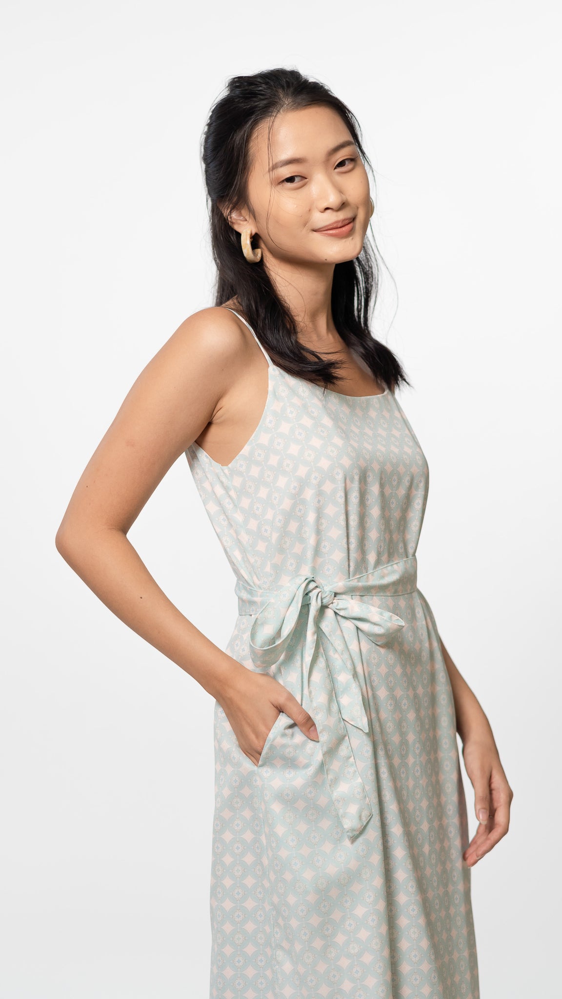 Batik Inspired Midi Dress in Light Blue [ONLINE ONLY]