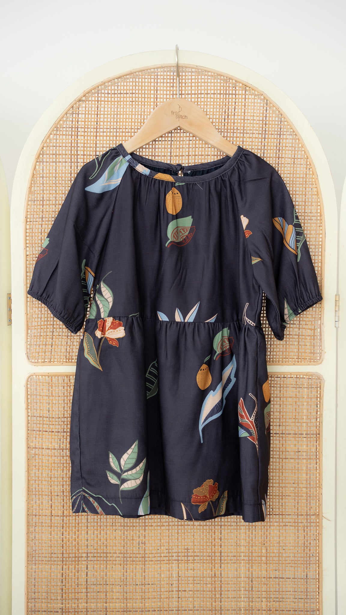 Don't Stop BeLEAFing Kids' Dress in Navy [ONLINE ONLY]