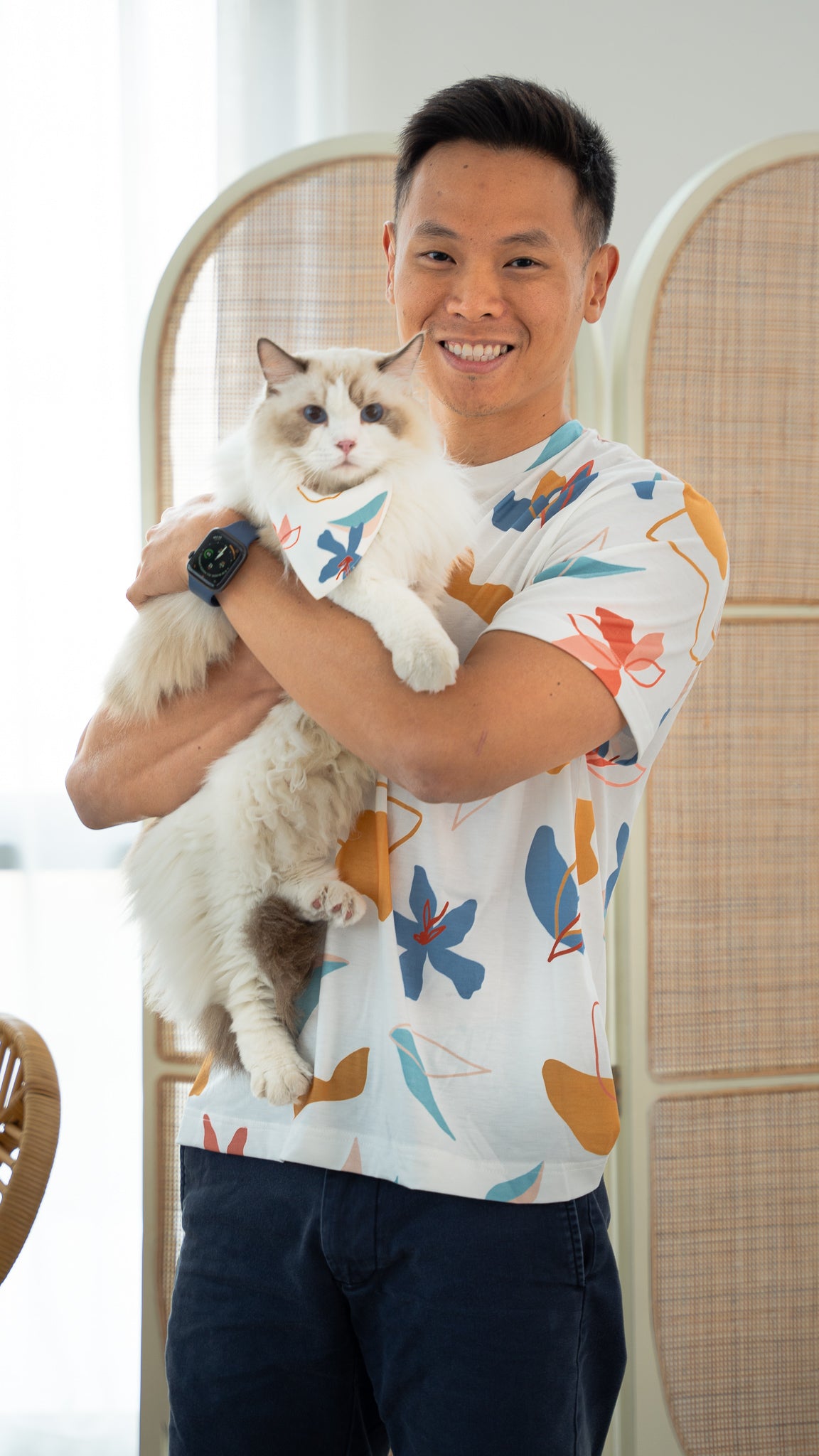 Sophie's Summer Pet Bandana in Pastel/White