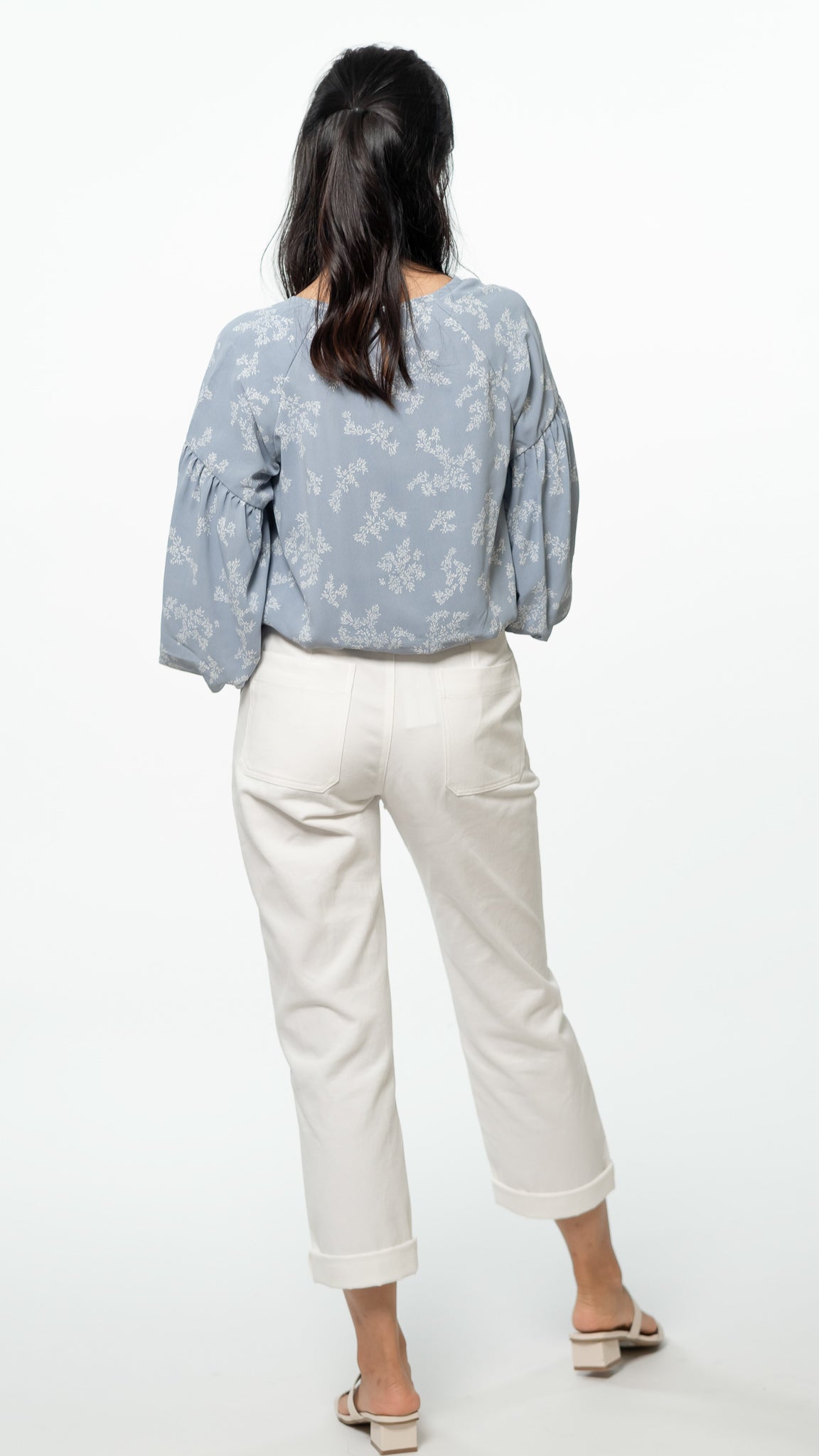 Dan Lantern Sleeve Printed Blouse in Blue [ONLINE ONLY]