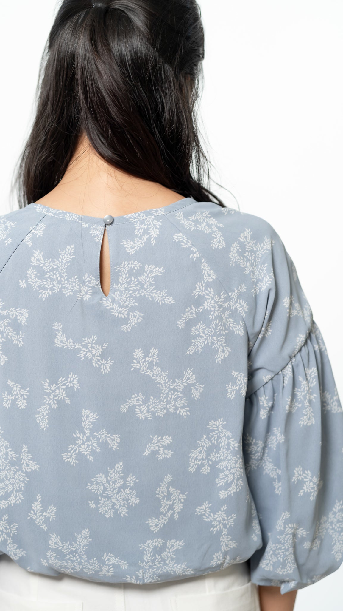 Dan Lantern Sleeve Printed Blouse in Blue [ONLINE ONLY]