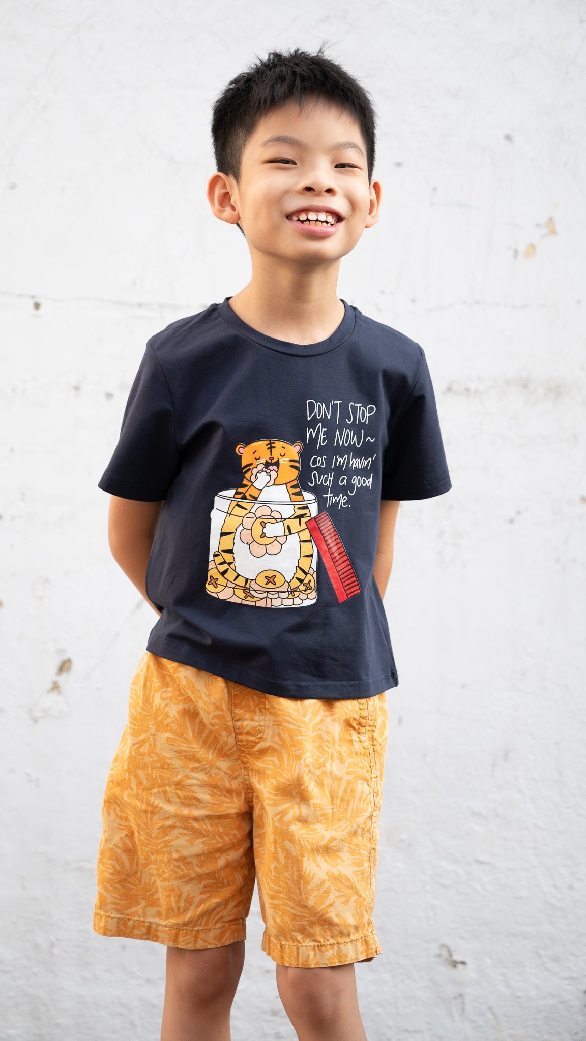 Pineapple Tart Tiger Kids' Tee in Dark Blue [ONLINE ONLY]