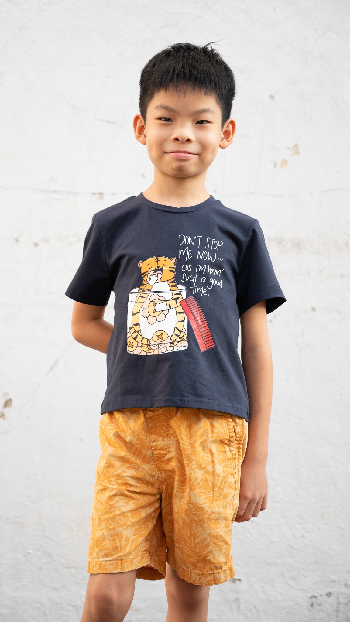 Pineapple Tart Tiger Kids' Tee in Dark Blue [ONLINE ONLY]