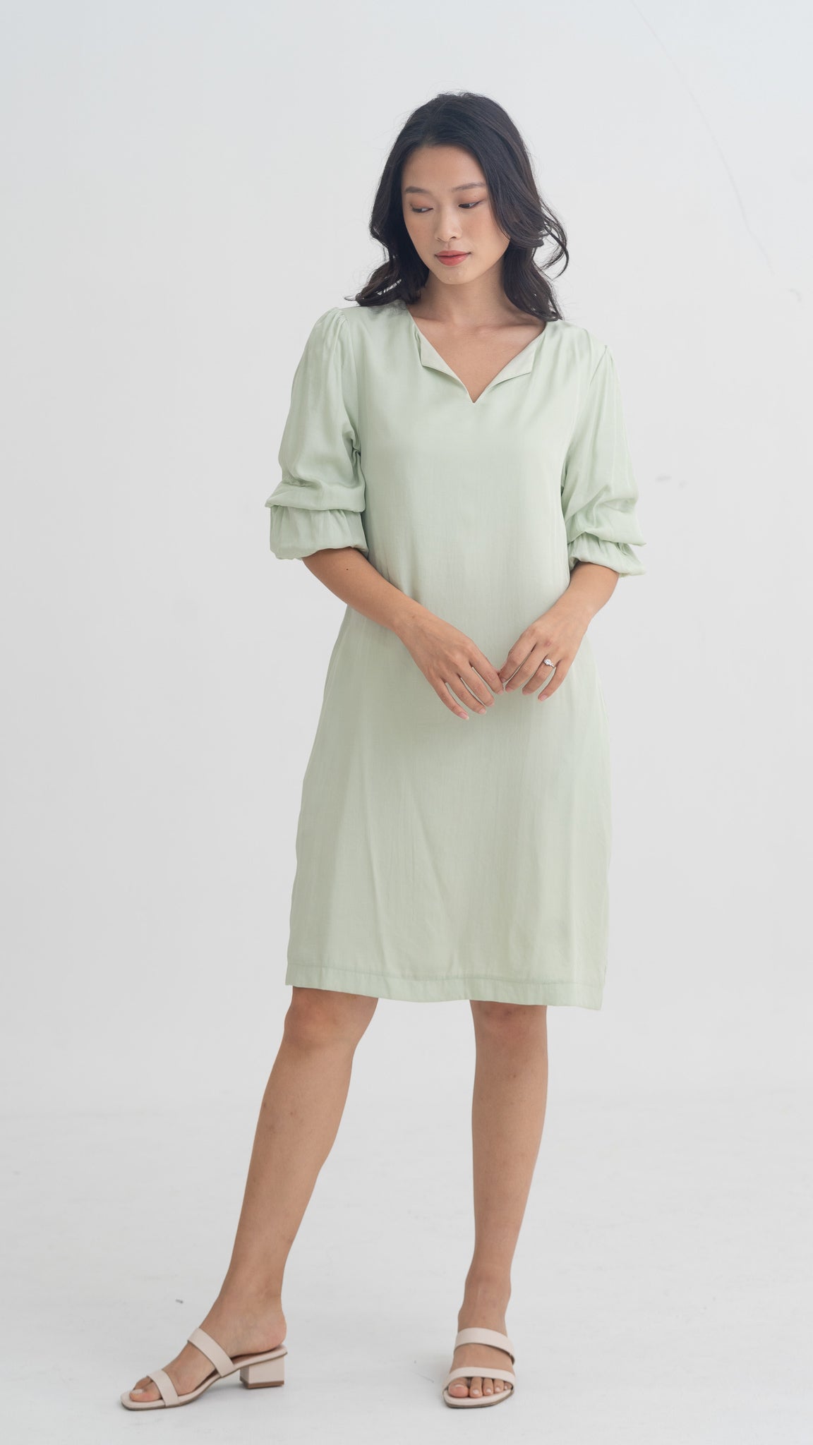 Emille Layered Sleeve Dress in Light Green [ONLINE ONLY]
