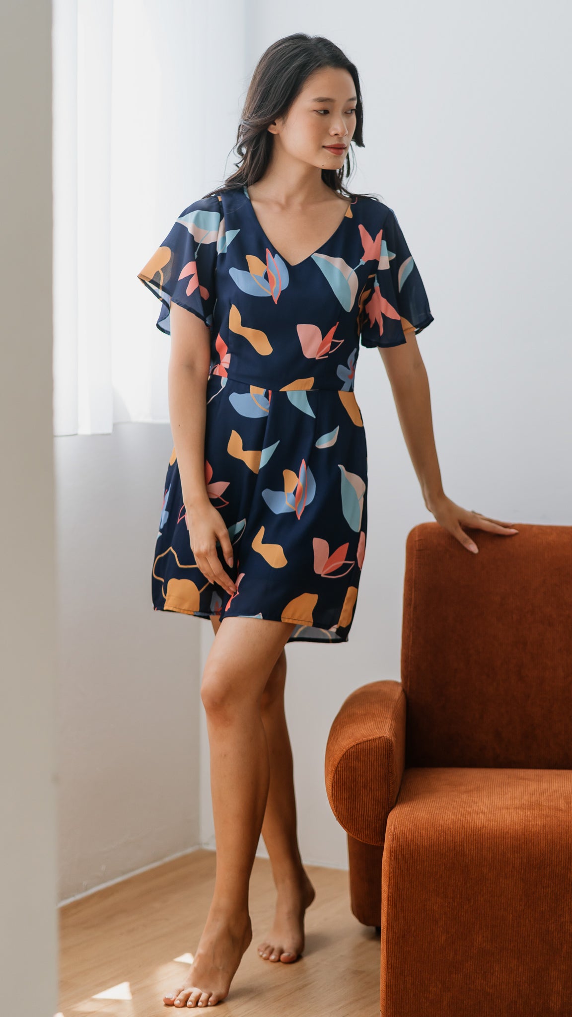 Sophie's Summer Sleeved Playsuit in Navy [ONLINE ONLY]