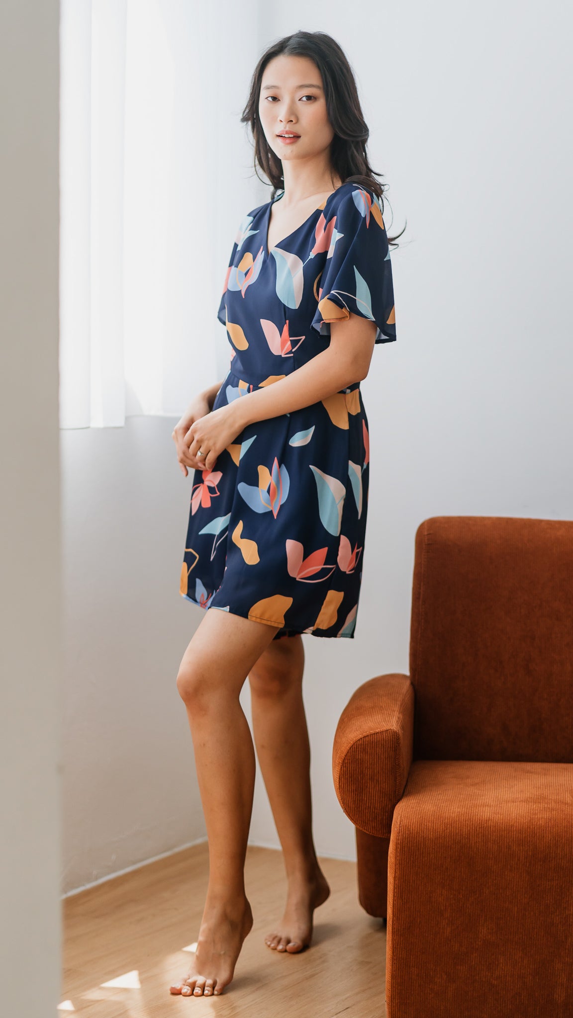 Sophie's Summer Sleeved Playsuit in Navy [ONLINE ONLY]