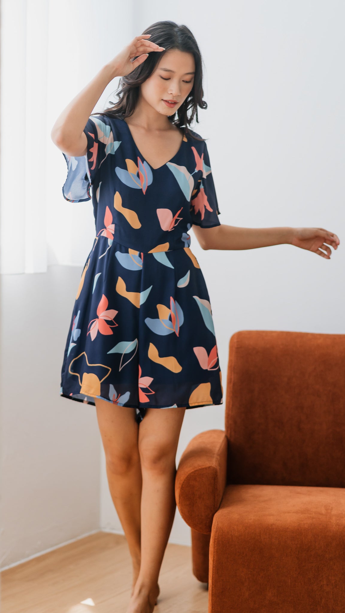 Sophie's Summer Sleeved Playsuit in Navy [ONLINE ONLY]