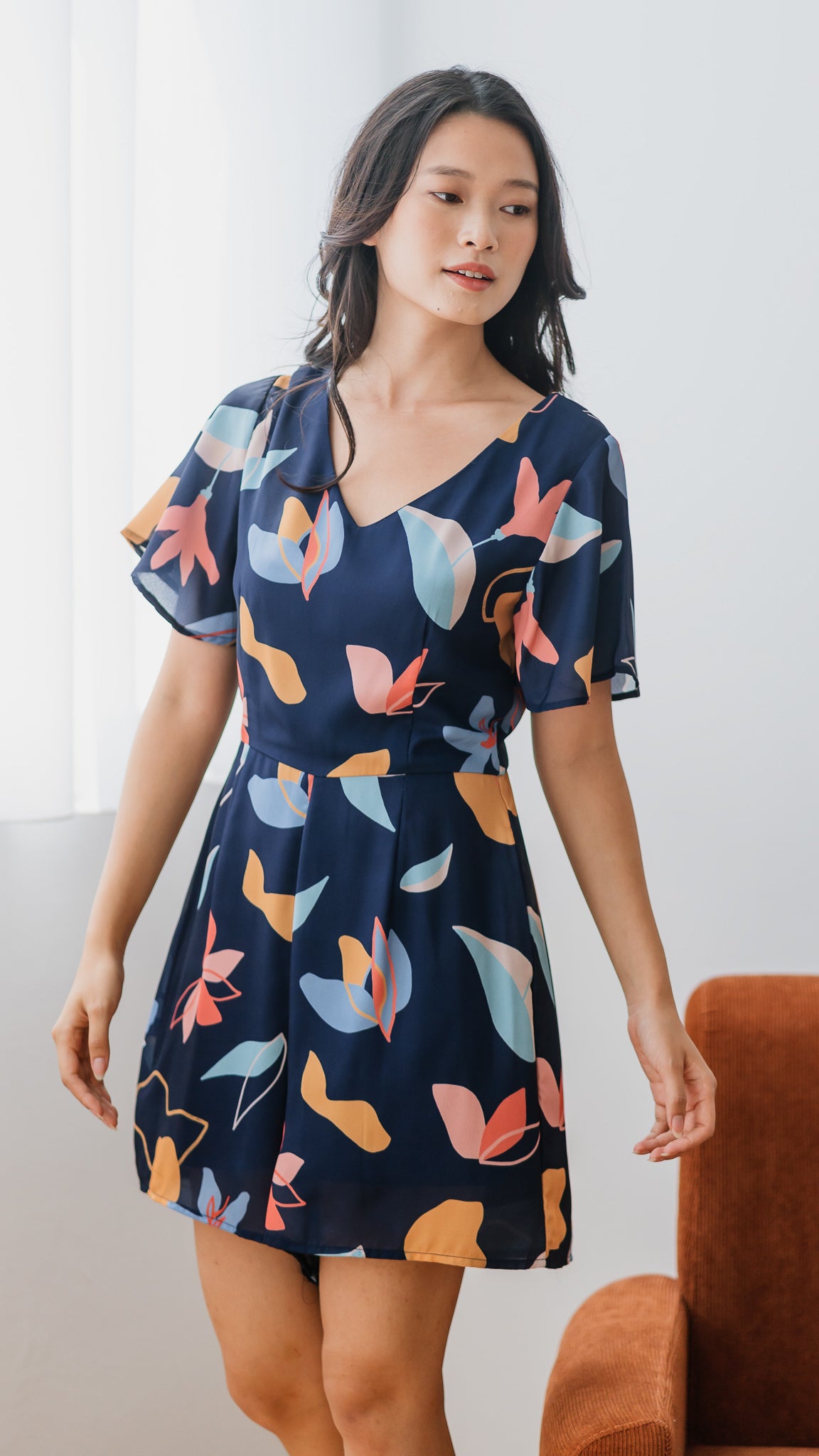 Sophie's Summer Sleeved Playsuit in Navy [ONLINE ONLY]