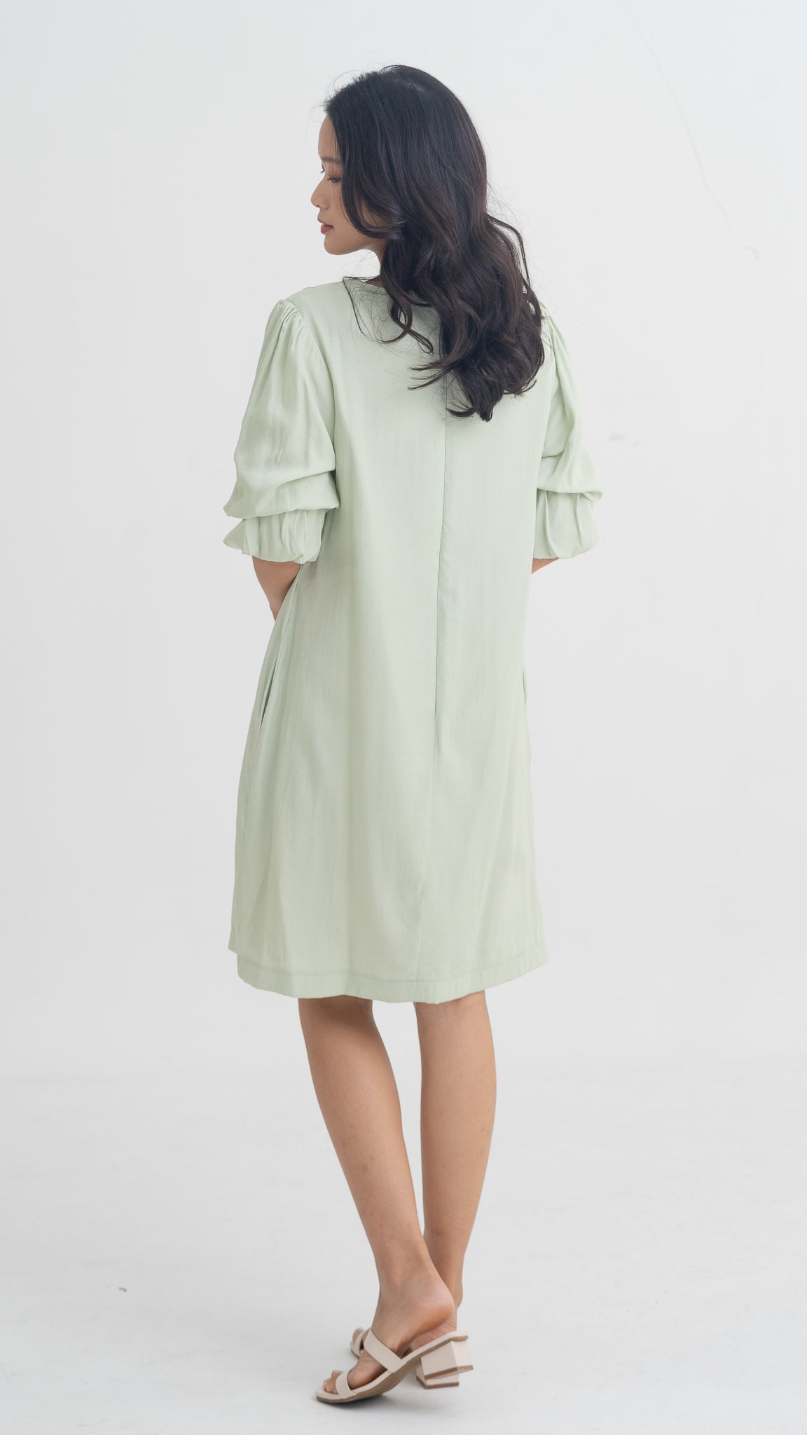 Emille Layered Sleeve Dress in Light Green [ONLINE ONLY]