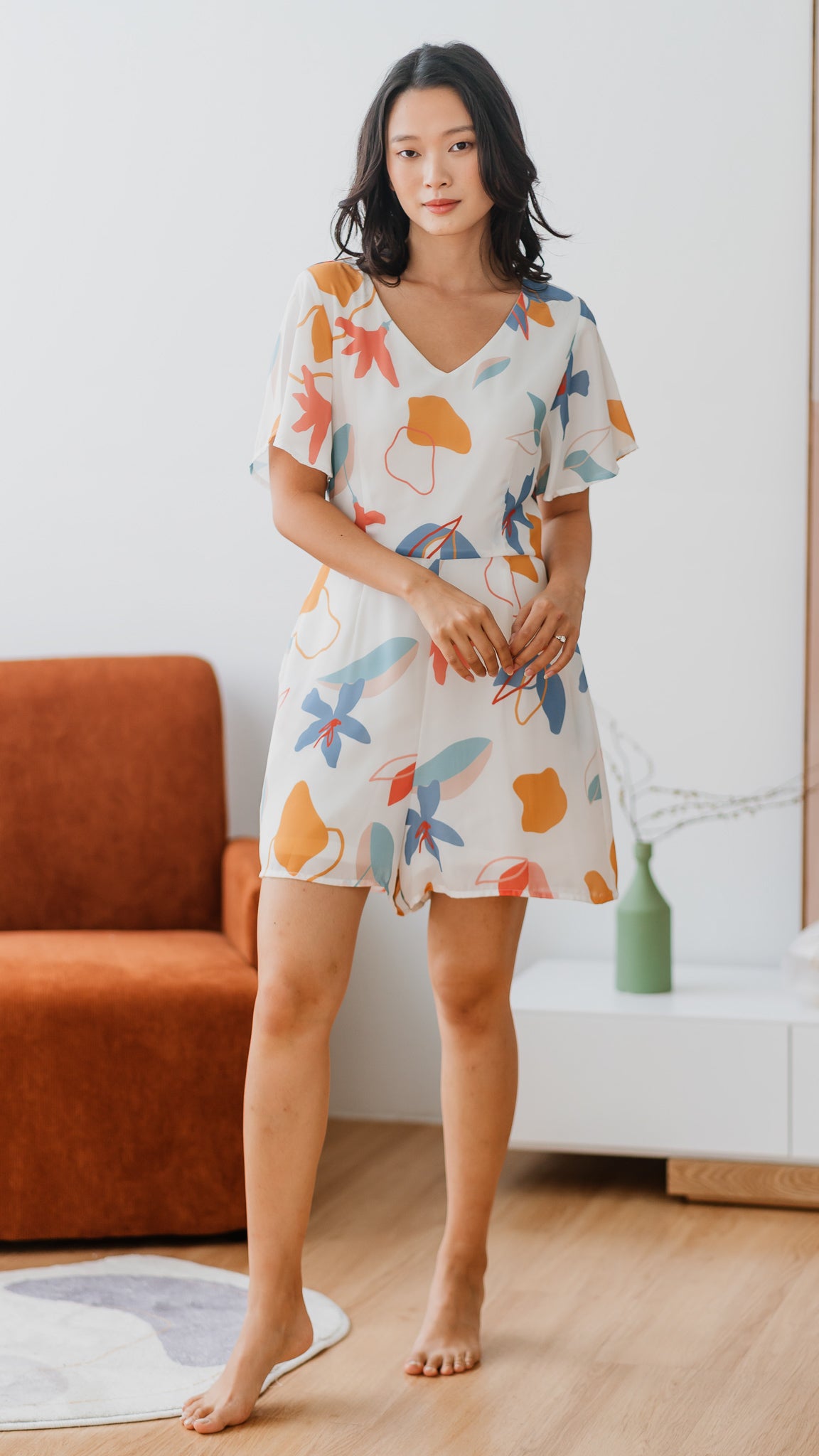 Sophie's Summer Sleeved Playsuit in White [ONLINE ONLY]