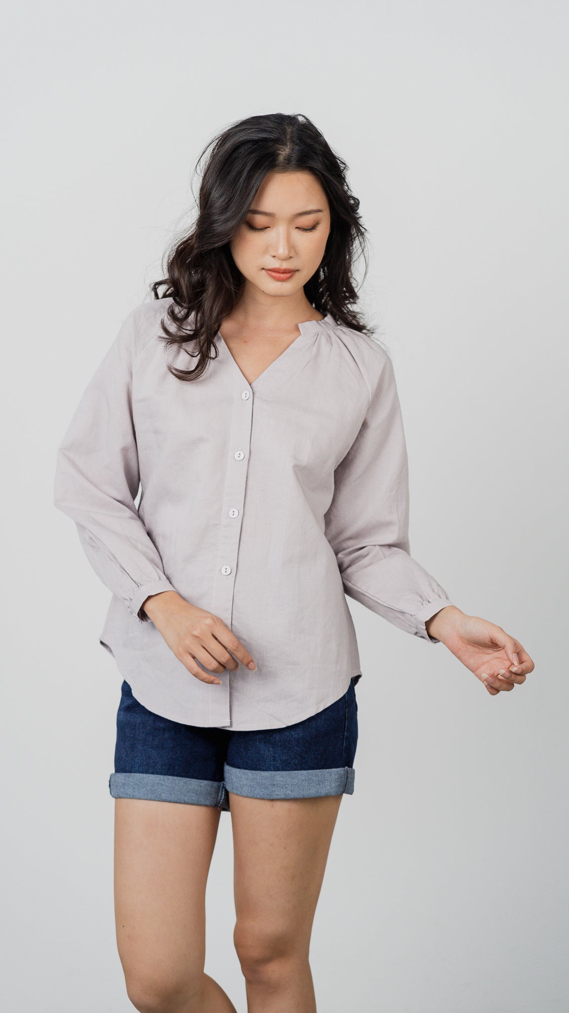 Noah Long Sleeve Linen Shirt in Lilac [ONLINE ONLY]