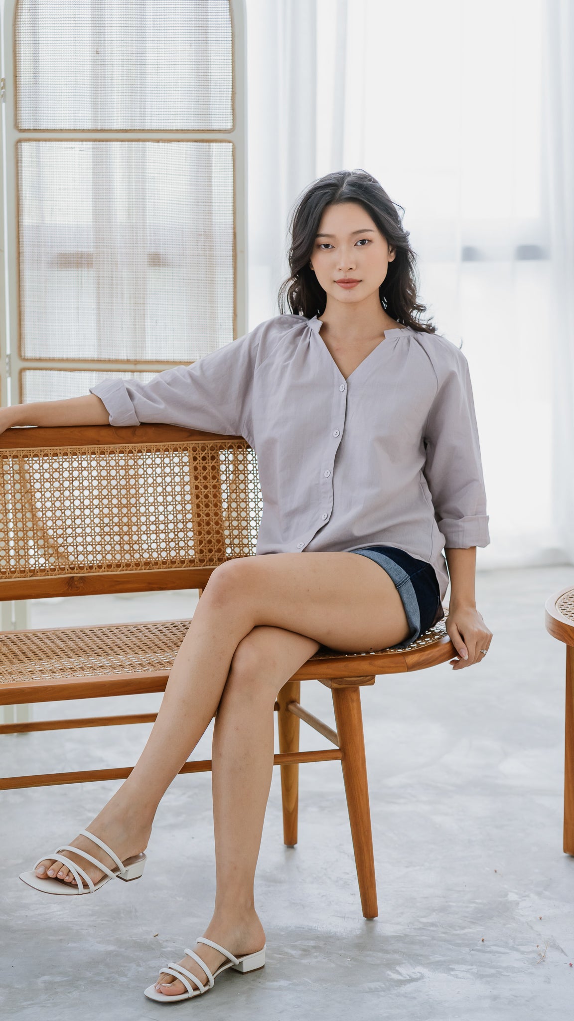 Noah Long Sleeve Linen Shirt in Lilac [ONLINE ONLY]