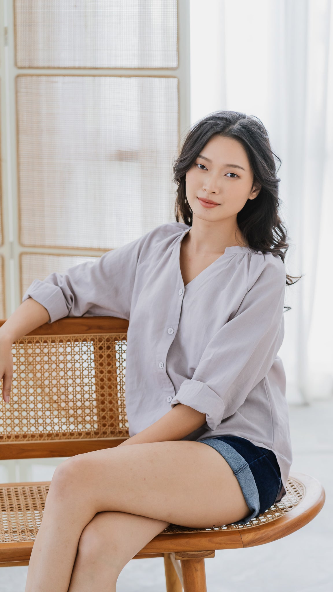 Noah Long Sleeve Linen Shirt in Lilac [ONLINE ONLY]