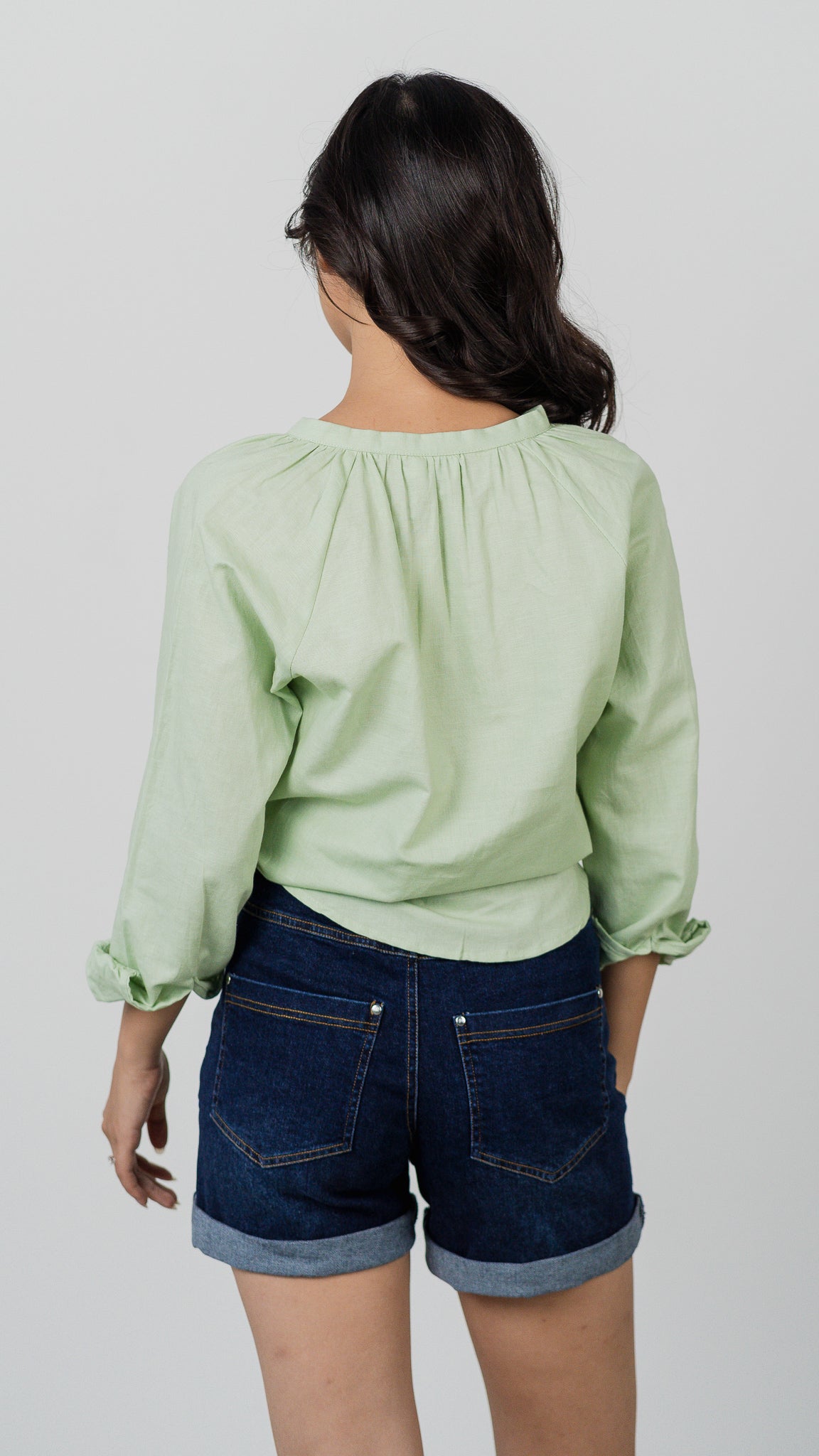 Noah Long Sleeve Linen Shirt in Light Green [ONLINE ONLY]