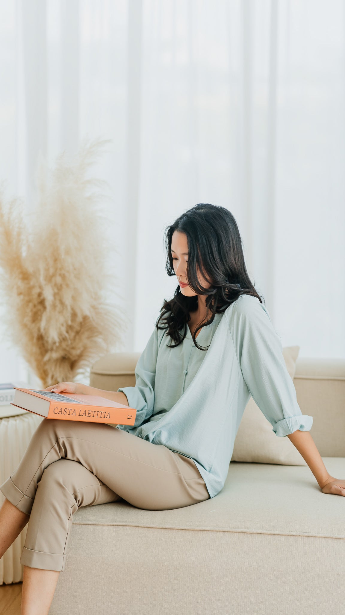 Desiree Textured Loosefit Blouse in Sage [ONLINE ONLY]