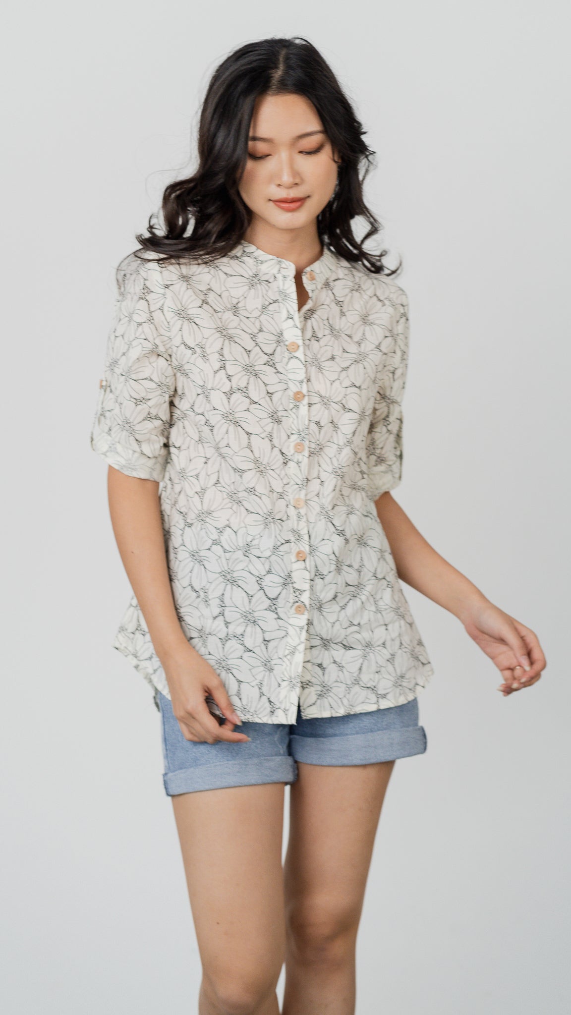 Aspen Botanical Print Shirt in Black [ONLINE ONLY]