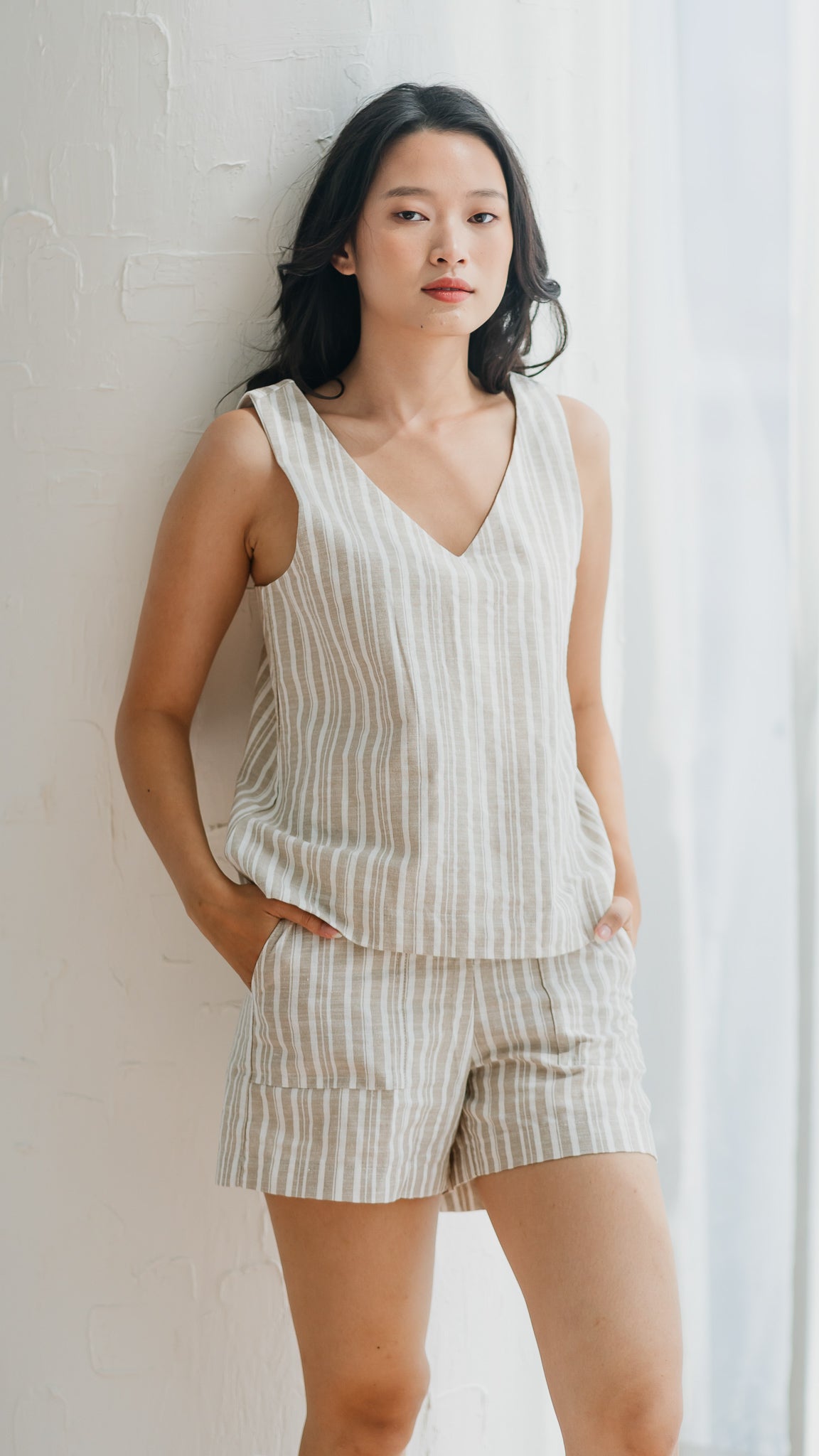 Resort Vibes Striped Shorts in Khaki [ONLINE ONLY]