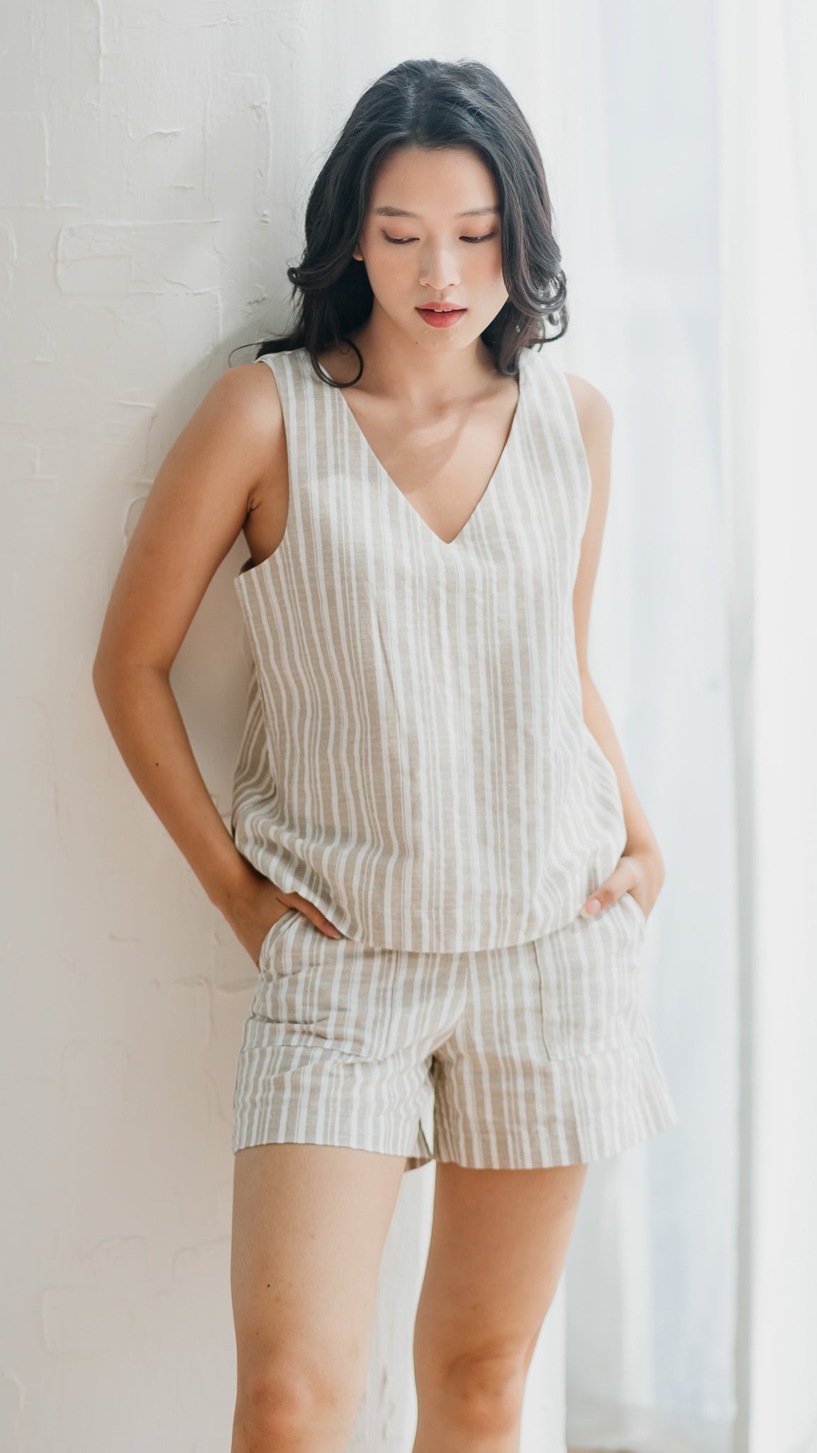 Resort Vibes Striped Shorts in Khaki [ONLINE ONLY]