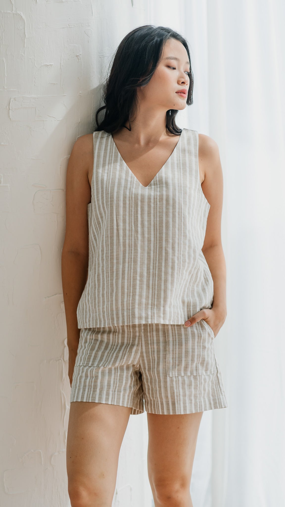 Resort Vibes Striped Shorts in Khaki [ONLINE ONLY]