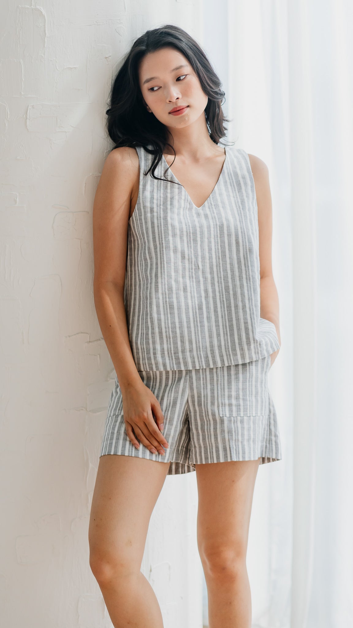 Resort Vibes Striped Shorts in Dusty Blue [ONLINE ONLY]