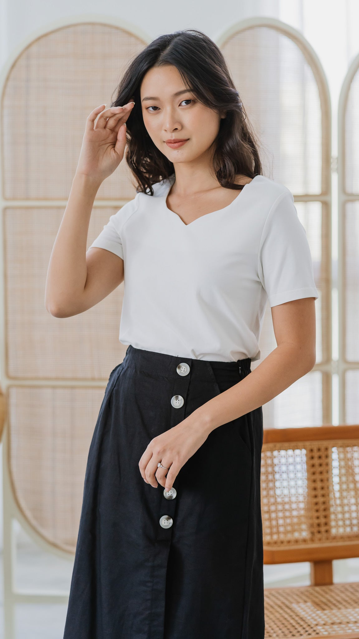 An Essential Two-way Tee in White [ONLINE ONLY]