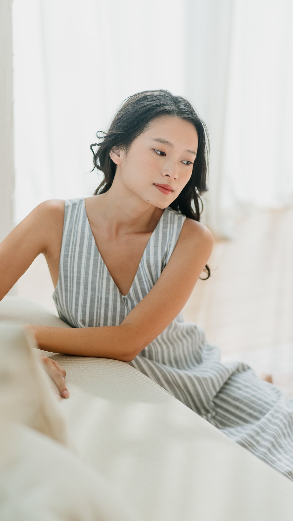 Resort Vibes Striped Midi Dress in Dusty Blue [ONLINE ONLY]