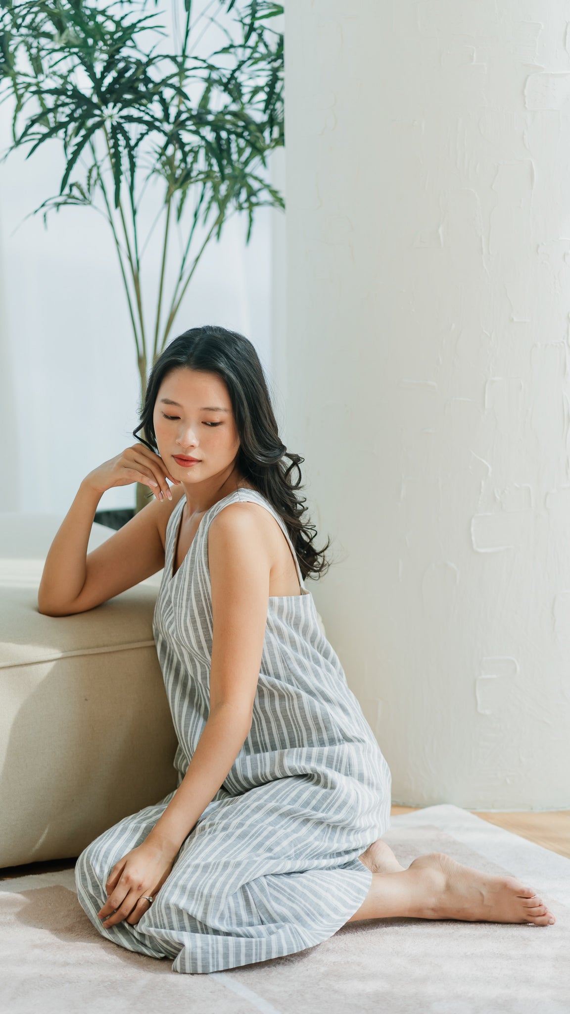 Resort Vibes Striped Midi Dress in Dusty Blue [ONLINE ONLY]