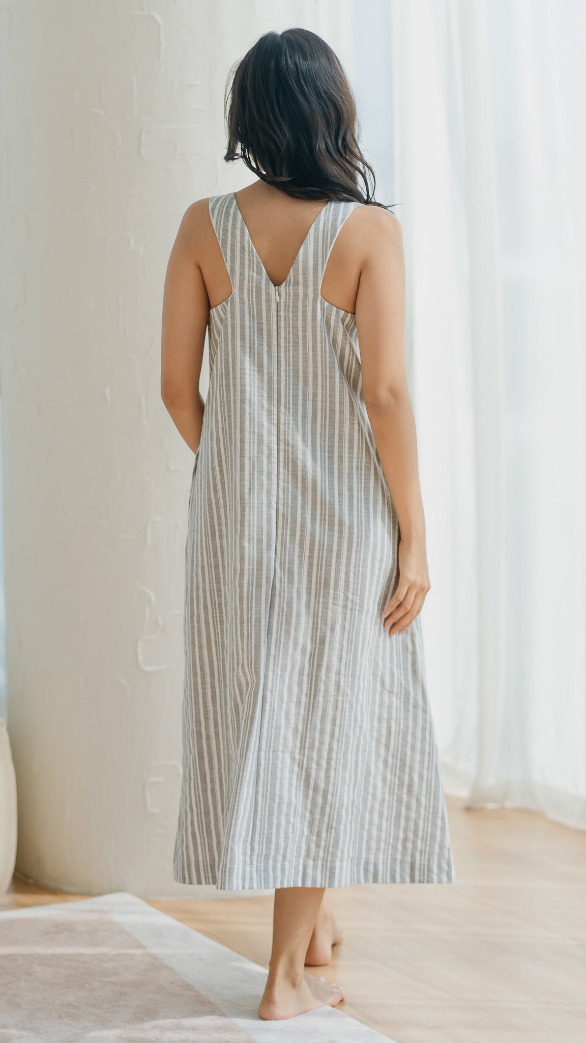 Resort Vibes Striped Midi Dress in Dusty Blue [ONLINE ONLY]